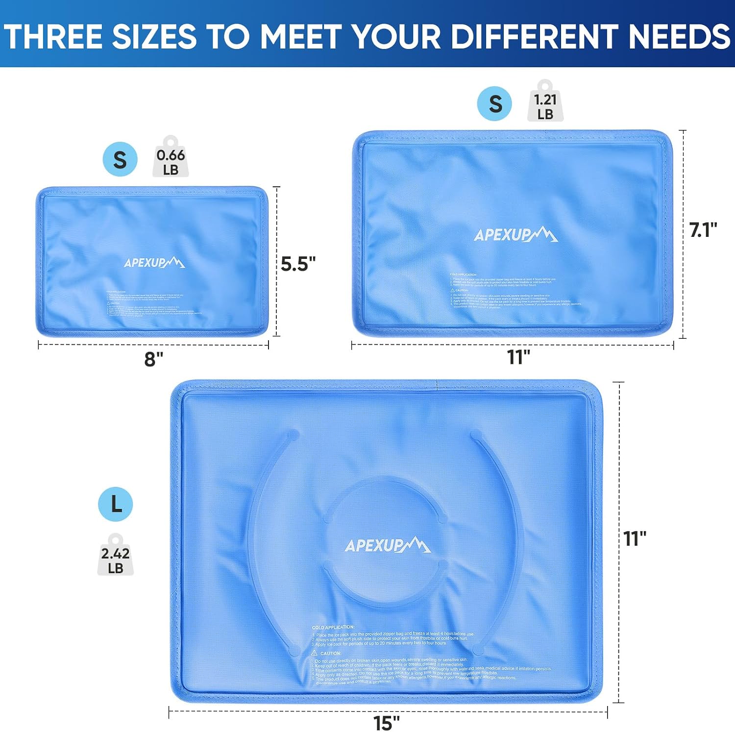 Gel Ice Packs for Injuries Reusable, Flexible Double Sided Cold Packs for Injuries, Ice Pack for Knee, Shoulder, Back, Hip, Leg, Arm (Blue, 8"x5.5", 1PK) - Image 5