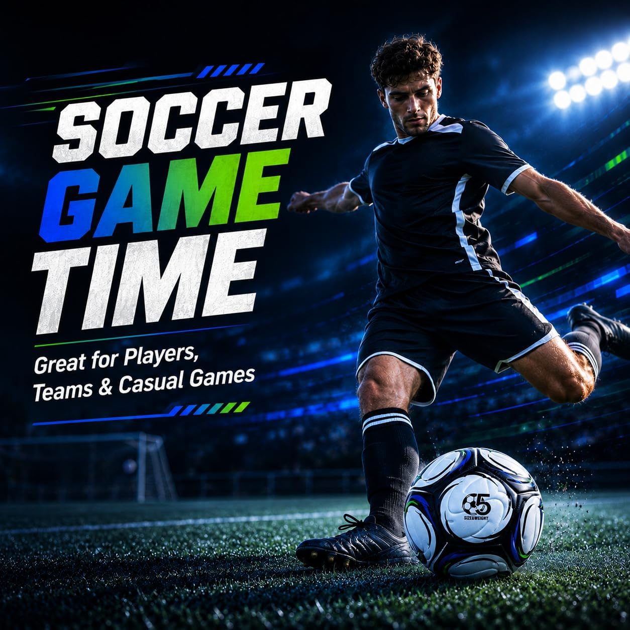 Soccer Ball Size 5 with Pump, Durable Training Ball for Indoor Outdoor Use | Textured cover and reinforced stitching support responsive touch, control and repeated play on grass, turf and courts. - Image 5