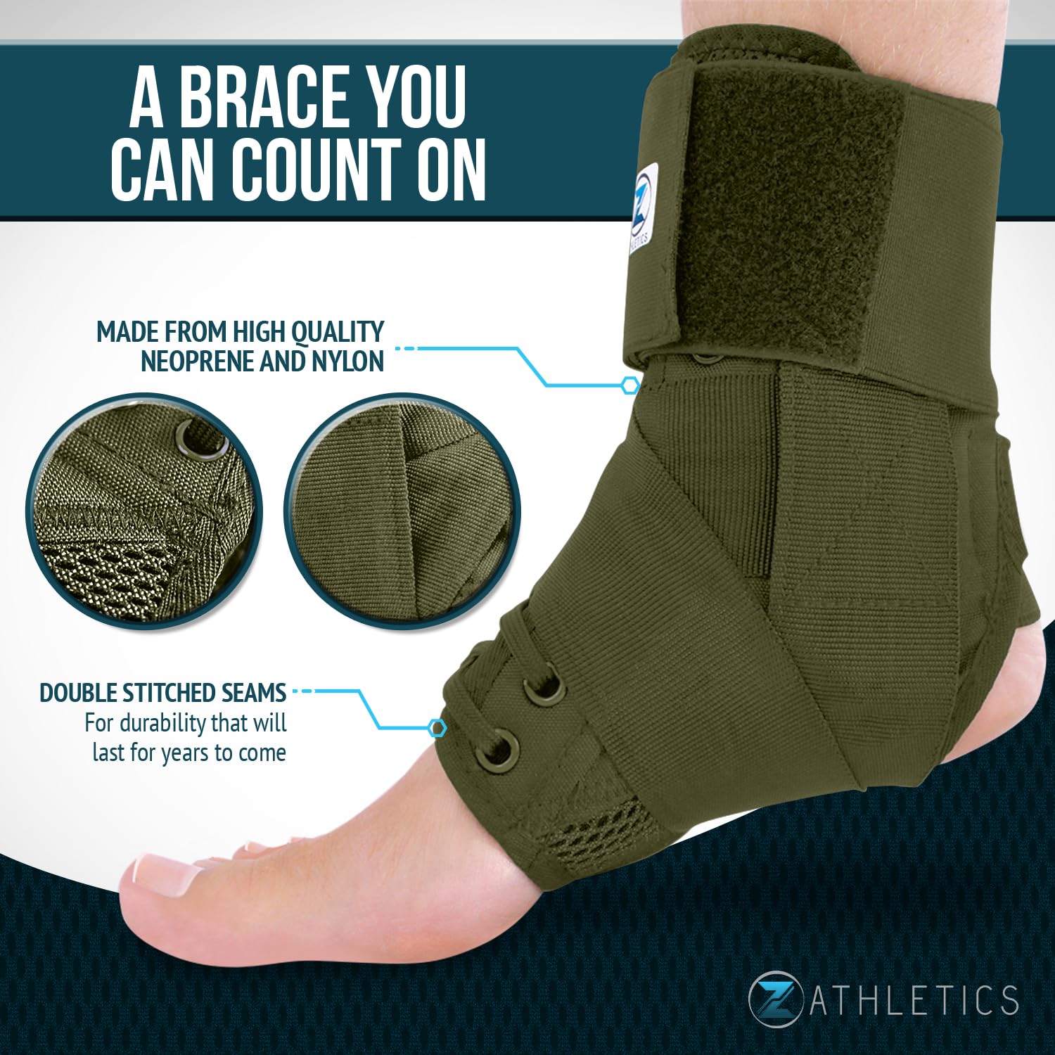 Ankle Brace for Women & Men - Lace Up Adjustable Support with Side Stabilizers for Sprained Ankle, Achilles Tendonitis Relief | Basketball, Volleyball, Running & Sports Recovery - Image 2