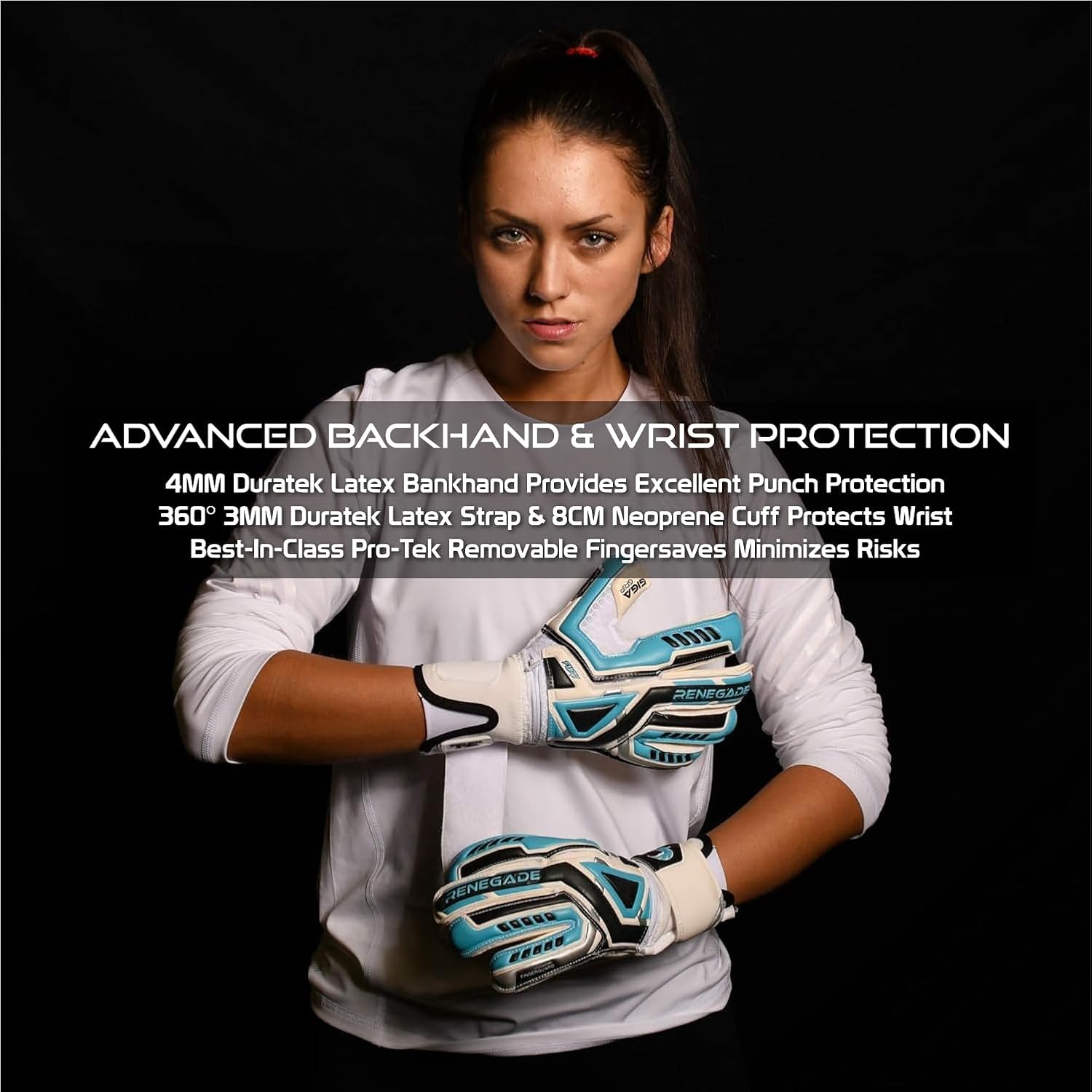 Renegade GK Fury Goalie Gloves with Microbe-Guard - Adult, Youth, Kids (Sizes 6-11) Pro-Tek Fingersaves & 4+3MM Giga Grip | High Performance Pro-Level Goalkeeper Glove | Based in USA - Image 6