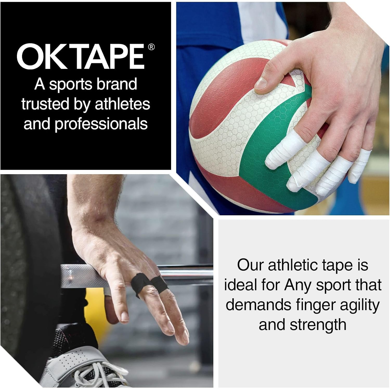 OK TAPE 8 Rolls Athletic Tape, 0.3 Inch Finger Tape, Jiu Jitsu Sports Tape | for BJJ, Boxing, Climbing, Add Grip & Protect Fingers and Toes (0.3" x 45 Ft, Black+White+Navy Blue+Red) - Image 4