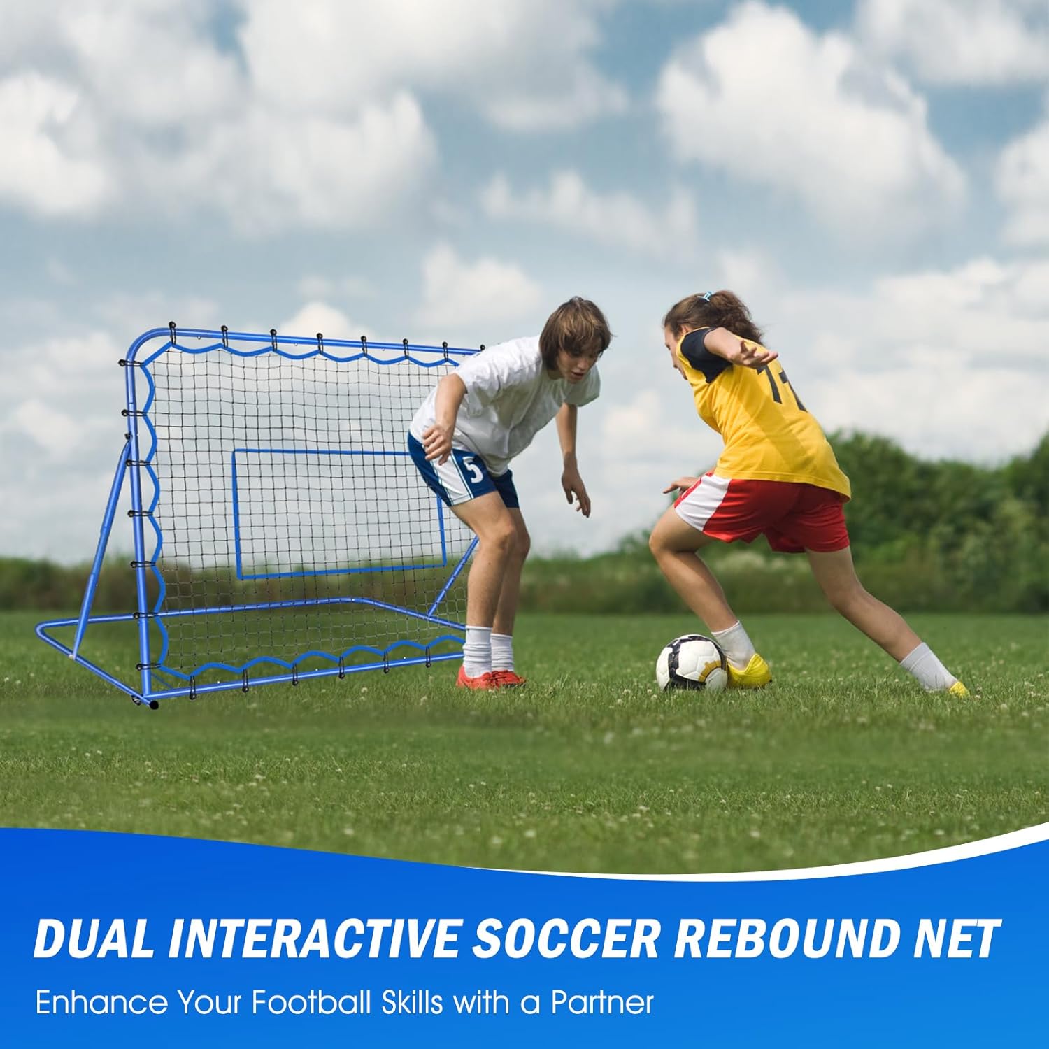 Soccer Baseball Rebounder Soccer Goal Net, Volleyball Rebound Pitchback Net | Quick Switch Angle Soccer Softball Training for Ball Control, Passing, Bounce Back Practice, Easy Setup Lacrosse Soccer Gifts - Image 5