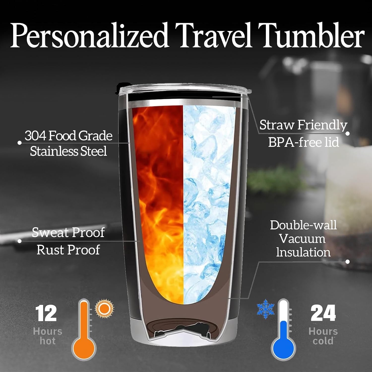 Petalsun Personalized 20oz Coffee Tumbler Bulk with Picture Text Logo Name | Travel Coffee Cup, Employee Appreciation Gift, Customized Retirement Birthday Wedding Gifts for Women Men Enterprise - Image 8