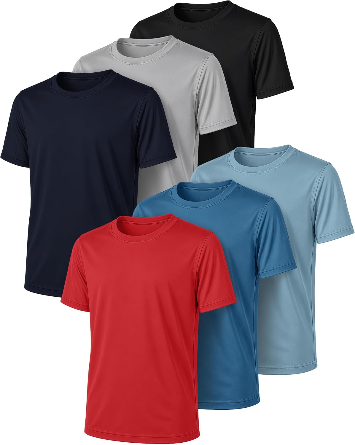PURE CHAMP Boys Athletic Shirts 6 Pack Dry Fit Short Sleeve Boys Tshirts Basketball Baseball Soccer Tee Kids Youth & Teens