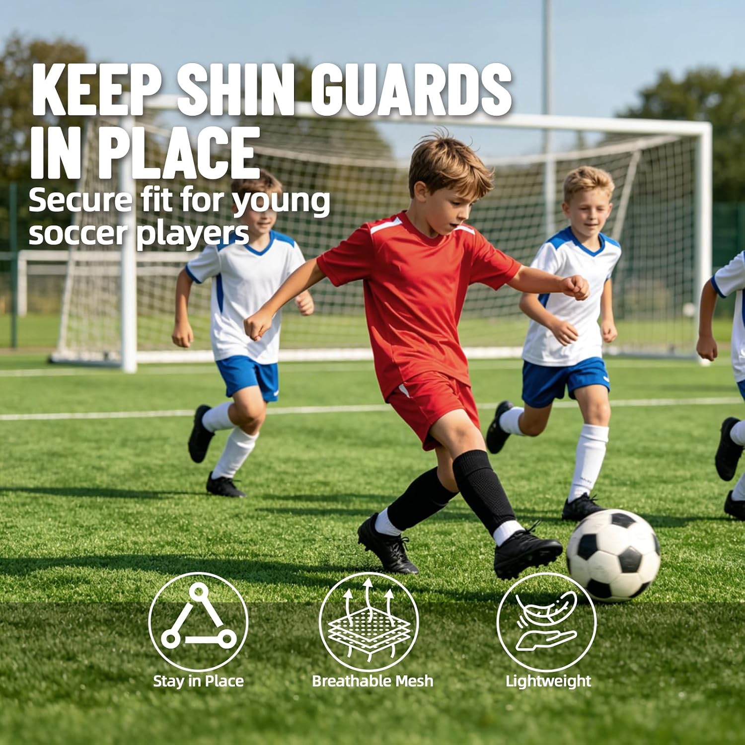 Shin Guard Sleeves 2 Pairs, Soccer Sleeves for Kids & Youth Ages 3-15 - Image 6