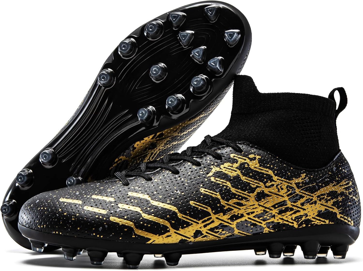 Unisex Soccer Cleats Lightweight No-Tie Lacing System Multi-Surface Football Shoes with Ankle Support for Beginners to Advanced Players