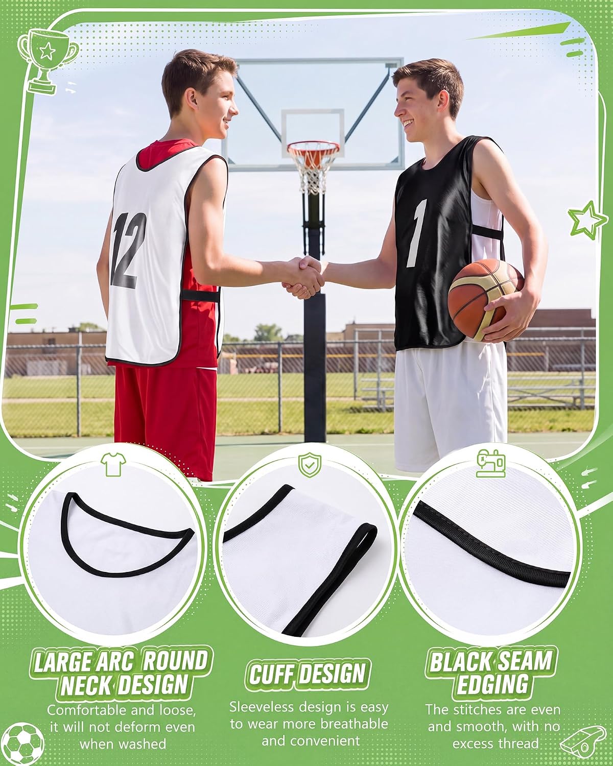 Yahenda 24 Pcs Sports Pinnies Soccer Scrimmage Practice Vests Numbered Soccer Team Pennies with Belt for Adult - Image 4