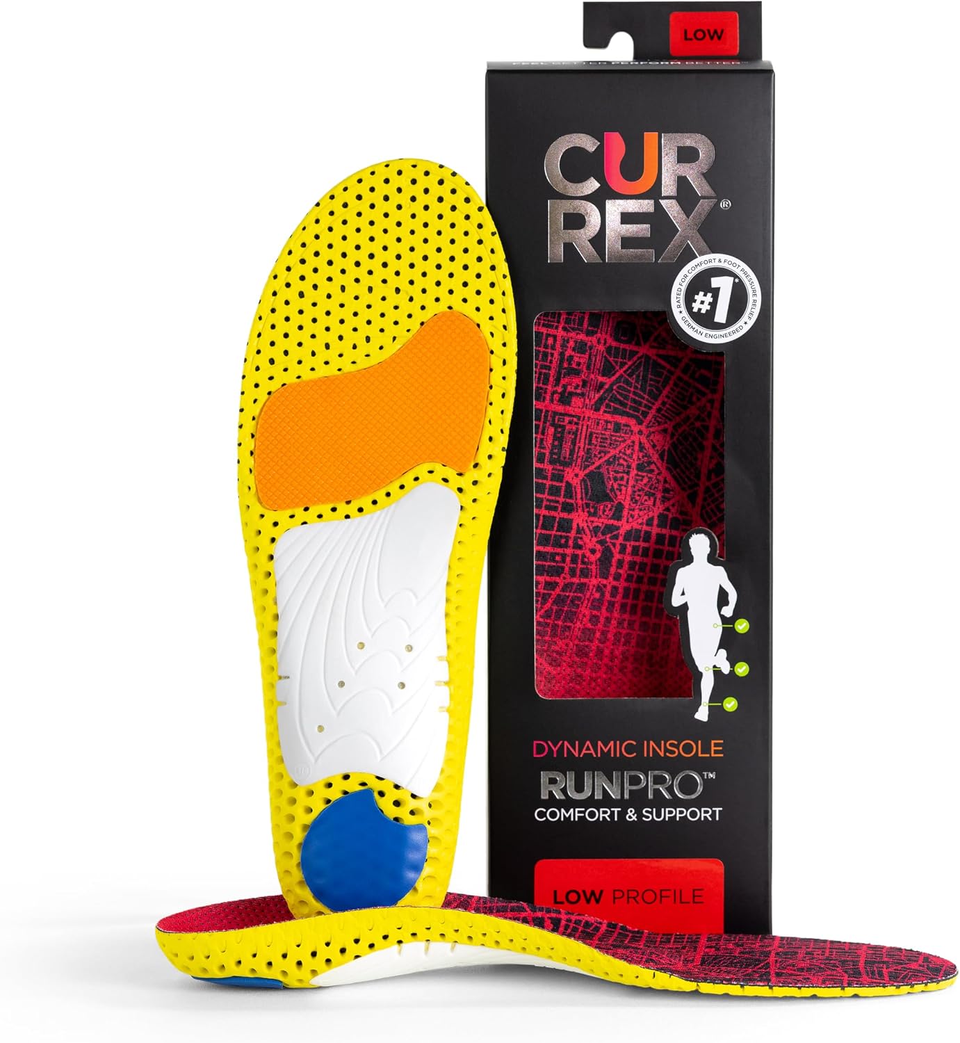 CURREX RunPro Insoles for Running Shoes, Arch Support Inserts to Help Reduce Fatigue, Prevent Injuries, Boost Performance for Men & Women (Low Arch, Size XS)