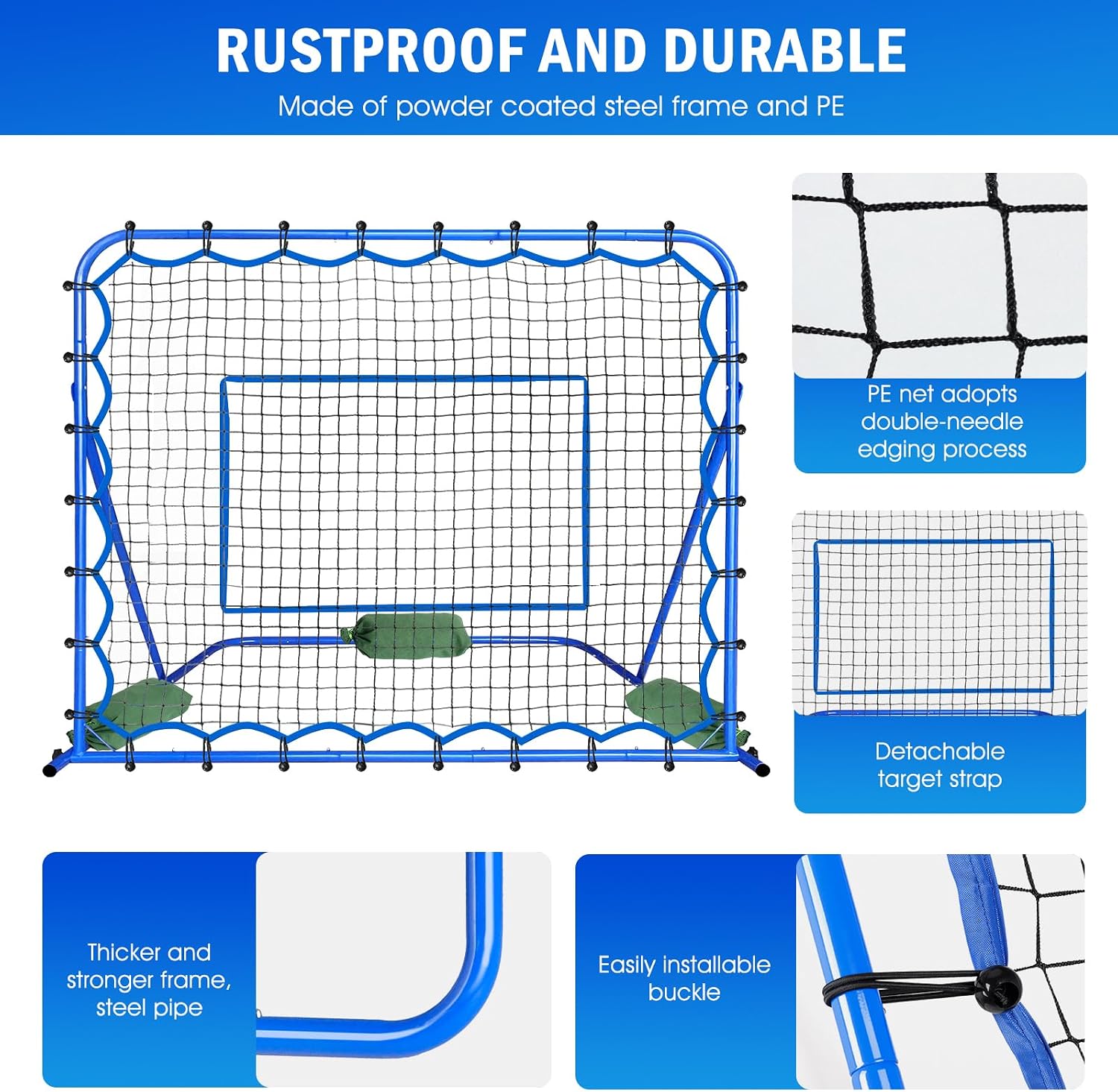 Soccer Baseball Rebounder Soccer Goal Net, Volleyball Rebound Pitchback Net | Quick Switch Angle Soccer Softball Training for Ball Control, Passing, Bounce Back Practice, Easy Setup Lacrosse Soccer Gifts - Image 8