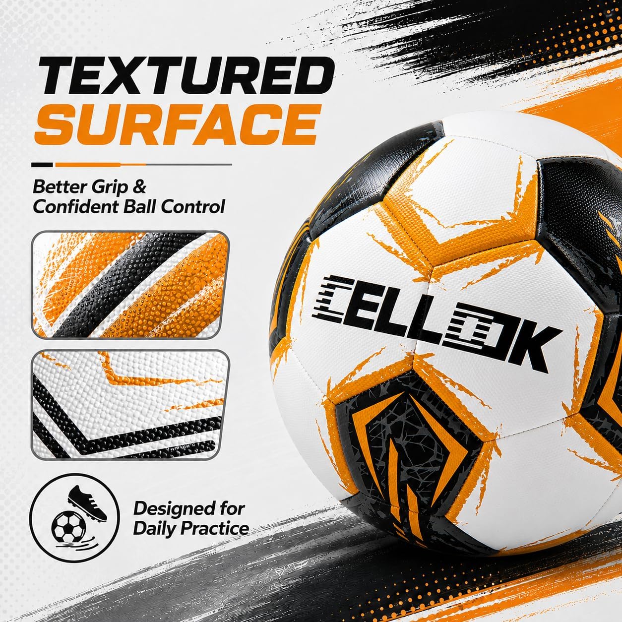 Soccer Ball Size 5 with Pump, Durable Training Ball for Indoor Outdoor Use | Textured cover and reinforced stitching support responsive touch, control and repeated play on grass, turf and courts. - Image 2