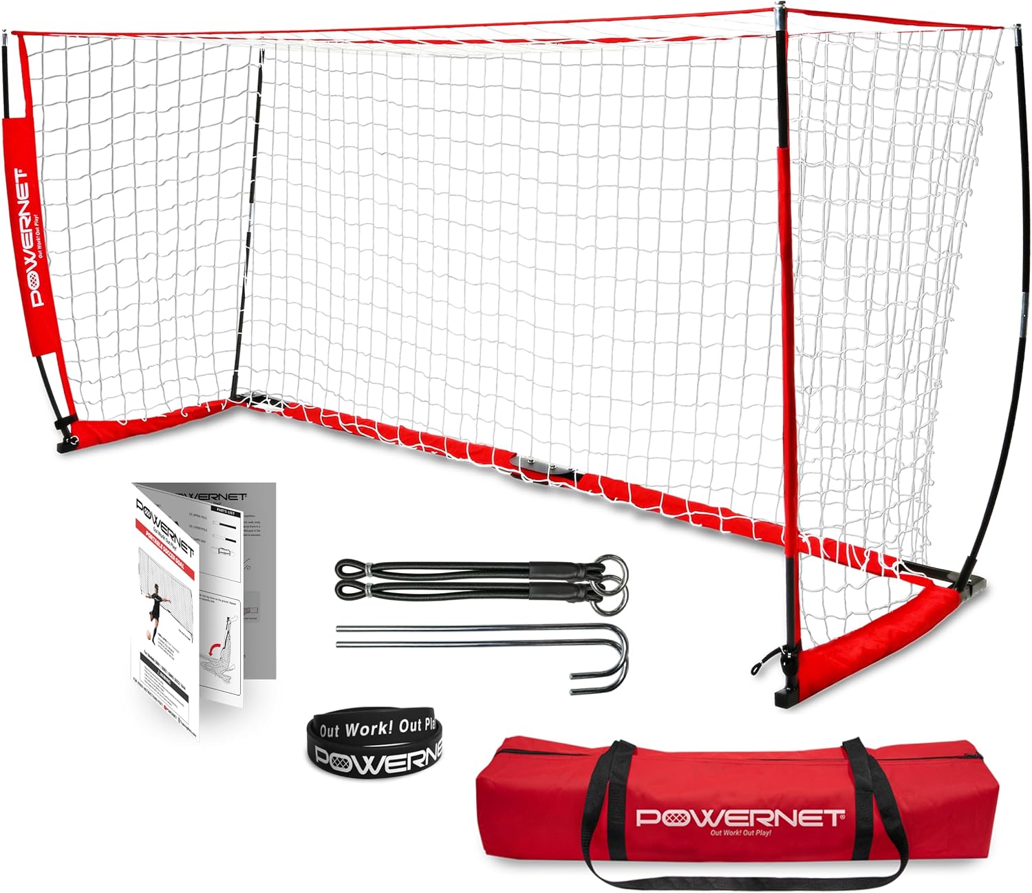 PowerNet Soccer Goal for Backyard, 3Mx2M / 6x4 / 8x4 / 12x6 / 14x7 /18.5x6.5 / 21x7 / 24 x 8 Portable Soccer Net, Sports & Outdoors Training Equipment, Quick Setup 1 Goal & Zipper Storage Bag