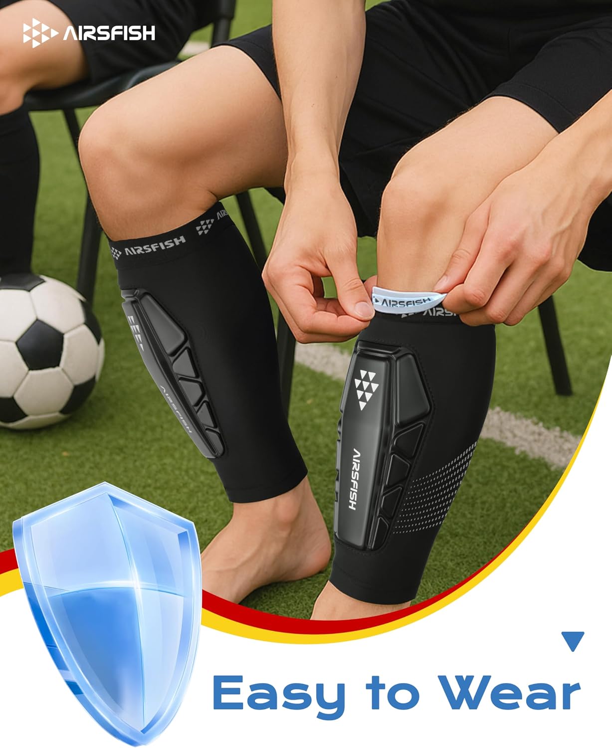 Soccer Shin Guards for Kid Youth, Protective Shin Defender Sleeve | Impact-Resistant Material | Breathable | Lightweight | Anti-slip Grip | Integrated One-Piece Tibia Protect | Machine-washable - Image 5