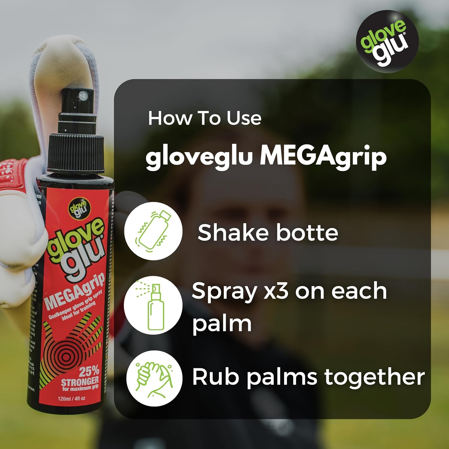 Gloveglu MEGAgrip Goalkeeper Glove Grip Spray | Advanced Goalkeeper Glove Palm Grip Reviver | Improved Catching & Better Ball Handling - Image 5