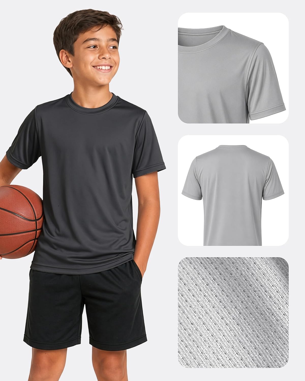 PURE CHAMP Boys Athletic Shirts 6 Pack Dry Fit Short Sleeve Boys Tshirts Basketball Baseball Soccer Tee Kids Youth & Teens - Image 3