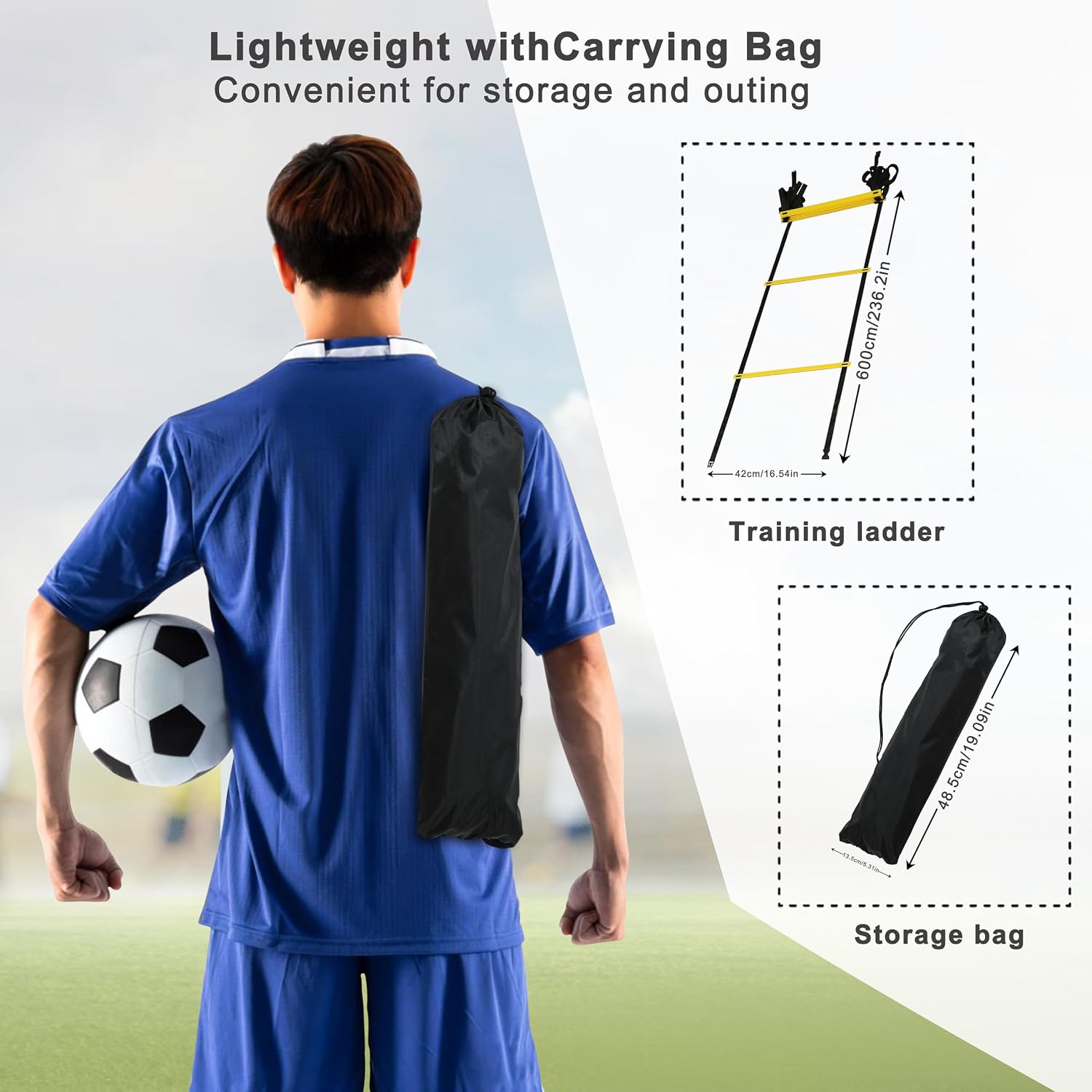 20ft Adjustable Agility Speed Ladder Training Ladder with Carry Bag - Soccer, Speed, Football Fitness Feet Training - Agility Training Equipment for Footwork Drills - Image 5