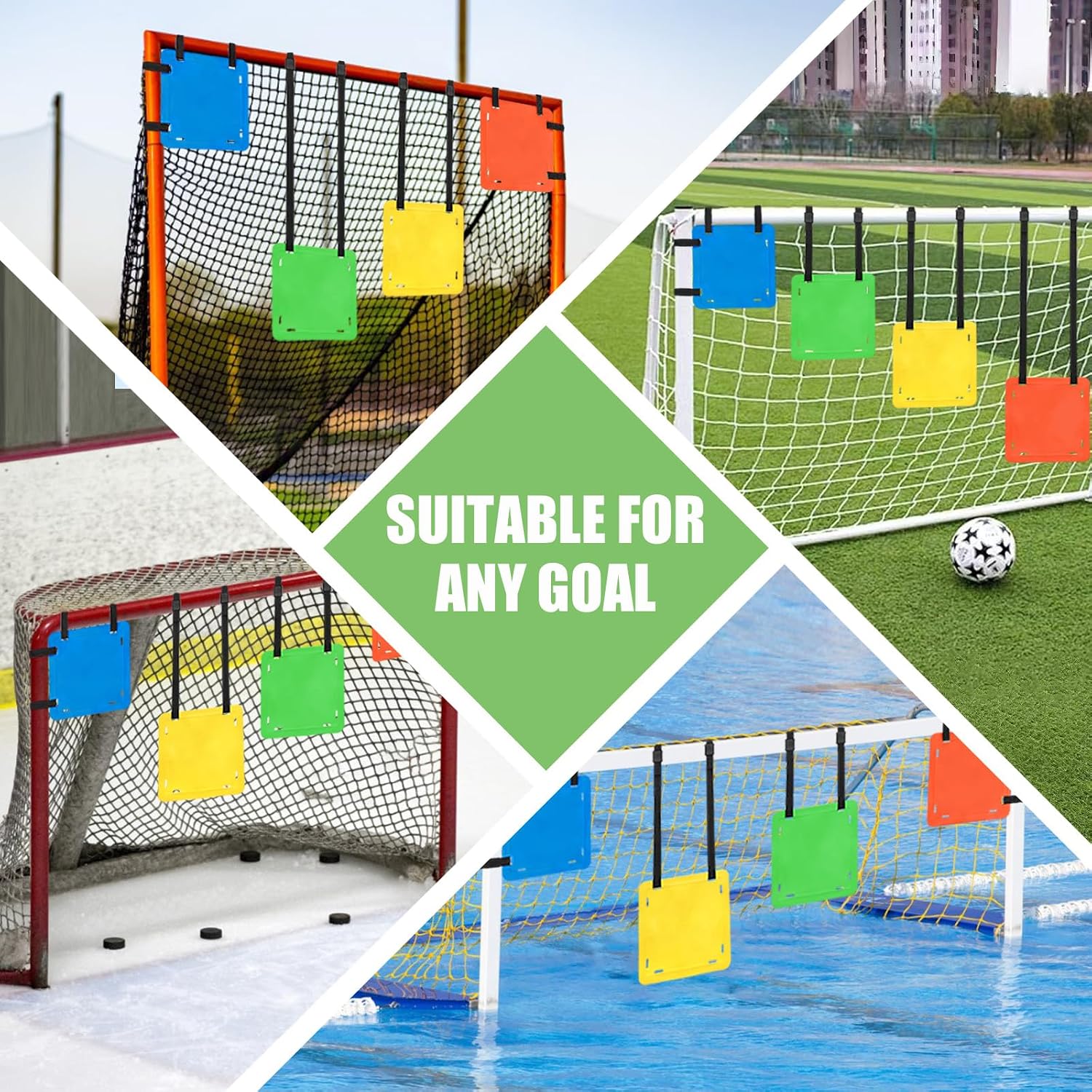 4PCS Soccer Goal Targets, 12" Sides Square with Adjustable Straps | 4 High-Visibility Colors to Improve Shooting Accuracy, Durable & Flexible TPE Material, Also Fits Lacrosse, Hockey & Baseball - Image 7