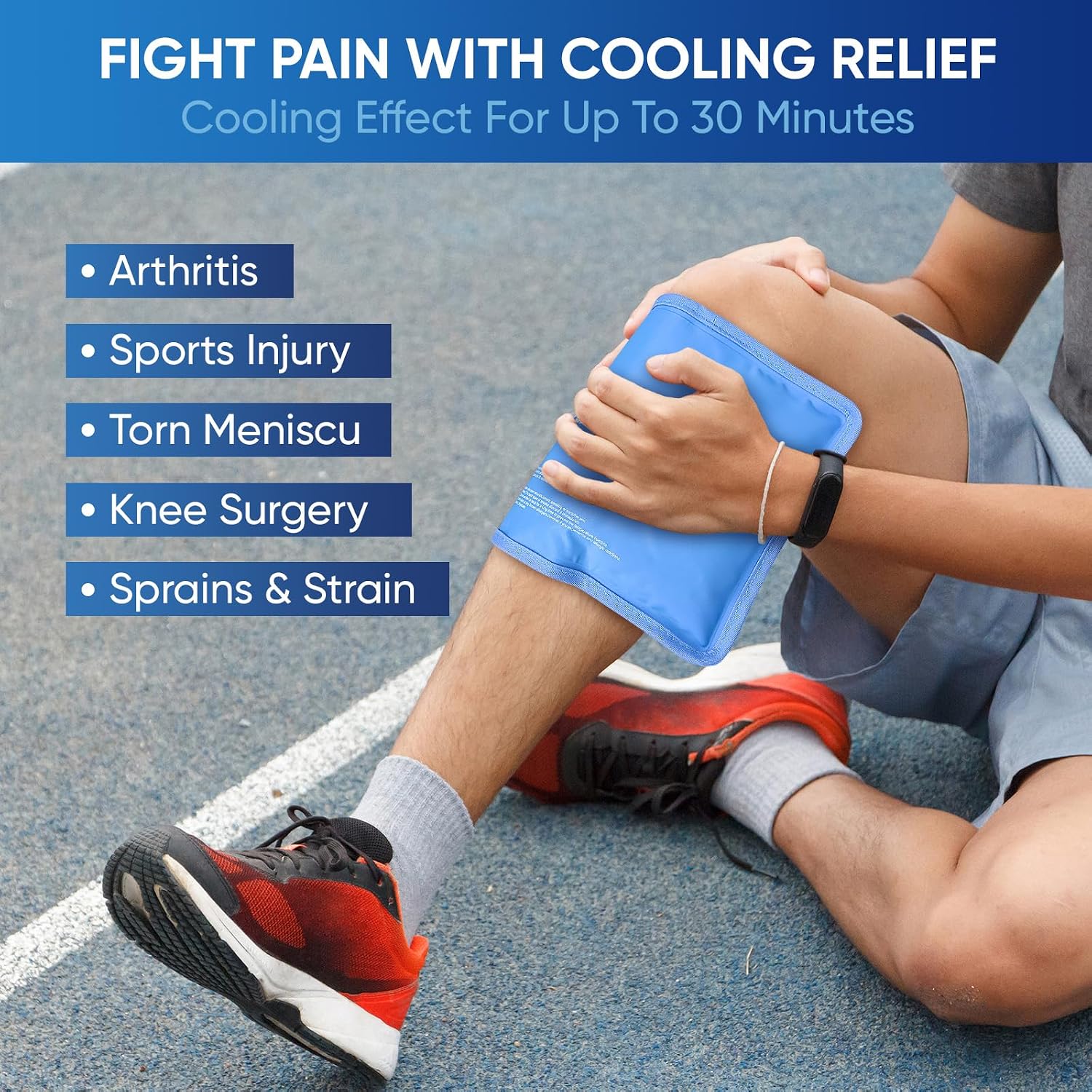 Gel Ice Packs for Injuries Reusable, Flexible Double Sided Cold Packs for Injuries, Ice Pack for Knee, Shoulder, Back, Hip, Leg, Arm (Blue, 8"x5.5", 1PK) - Image 7