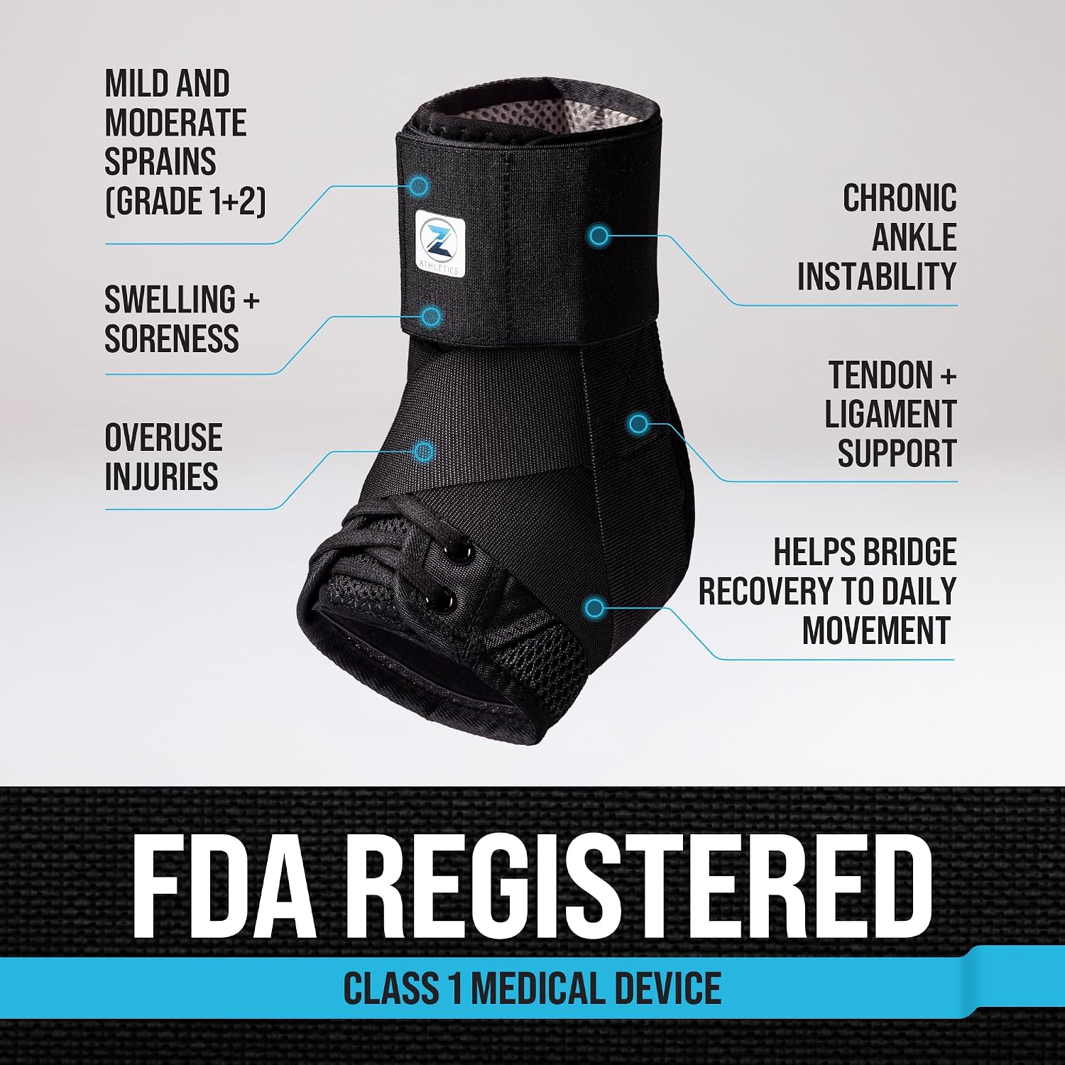 Reinforced Lace Up Ankle Brace for Men & Women, Sprained Ankle Support | Basketball, volleyball, and running, Fits inside shoes, Achilles tendonitis support, Either foot, Hand washable - Image 4