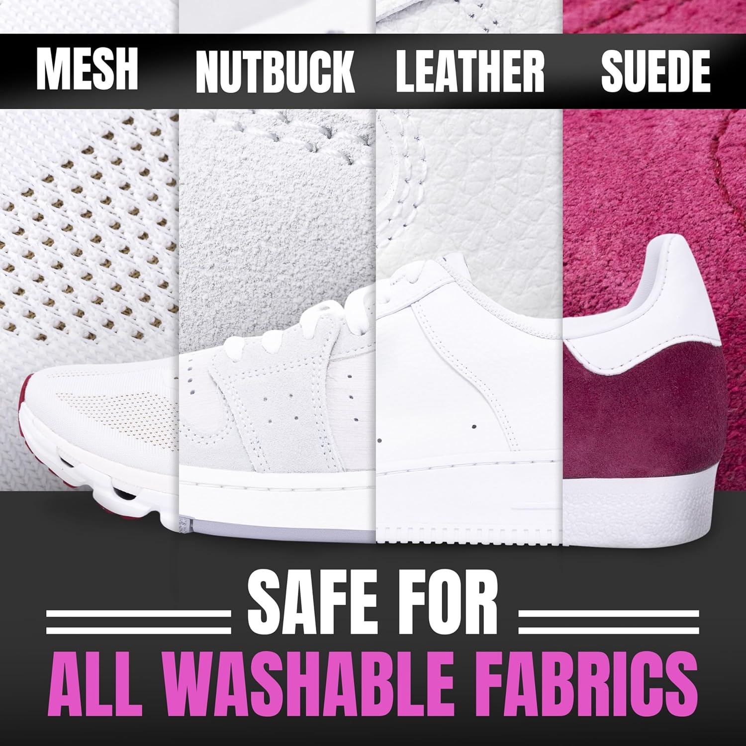 Pink Miracle Shoe Cleaner Kit with Bottle and Brush For Fabric Cleaner For Leather, Whites, Suede and Nubuck Sneakers - Image 4