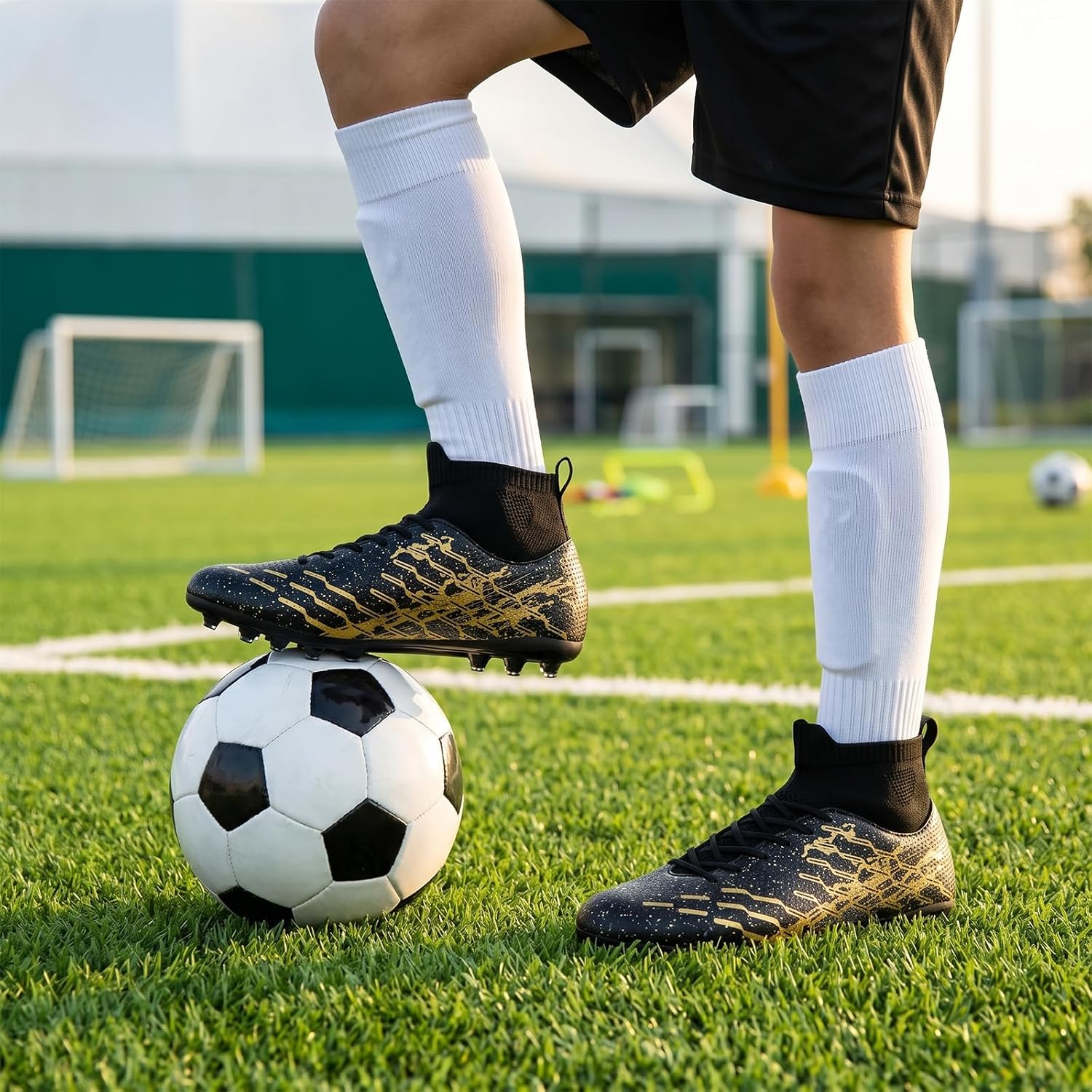 Unisex Soccer Cleats Lightweight No-Tie Lacing System Multi-Surface Football Shoes with Ankle Support for Beginners to Advanced Players - Image 2
