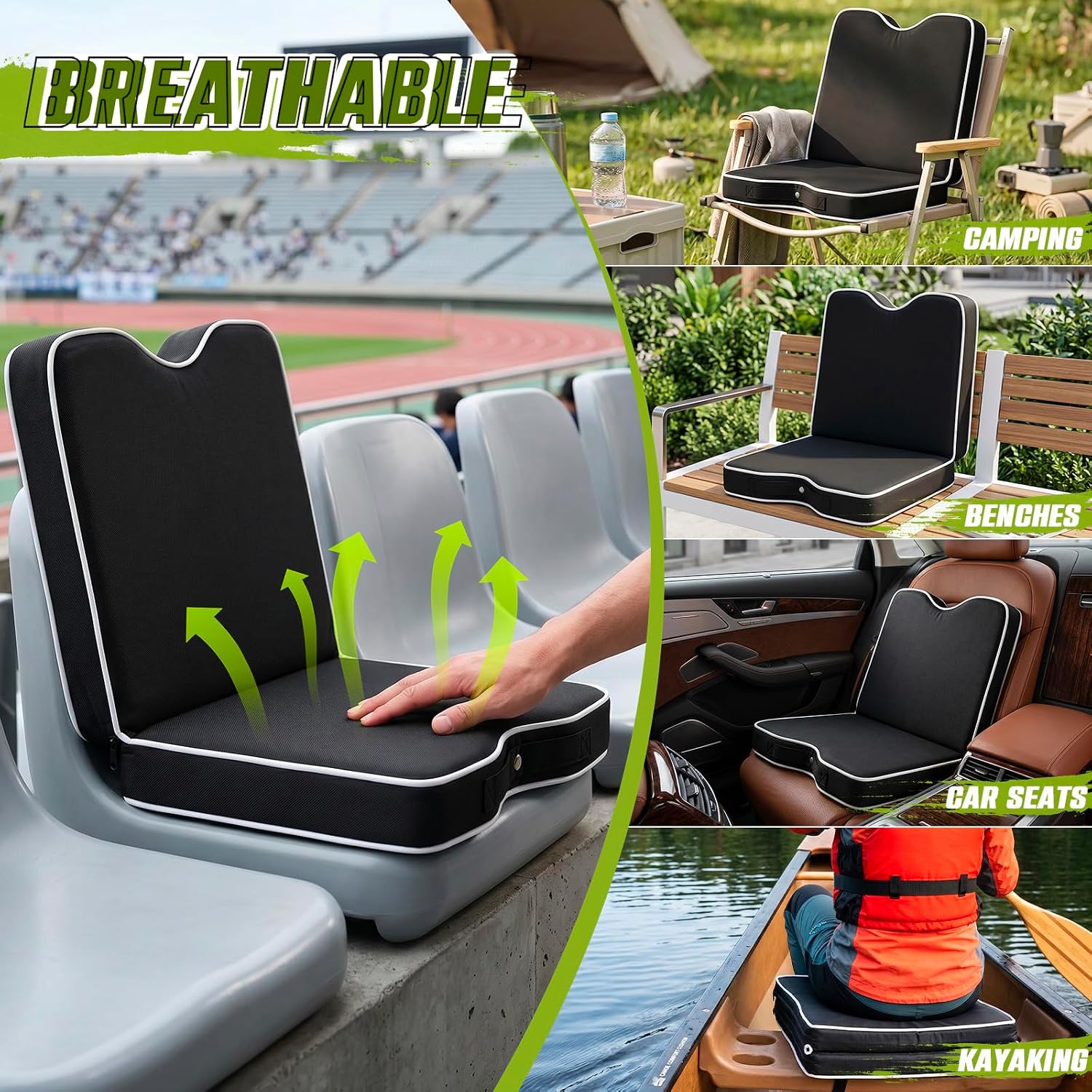 Jerify Stadium Seat Cushions, Bleachers Portable Bleacher Cushions with Extra Foam, Thick Waterproof Oxford Fabric for Indoor, Outdoor, Sports Events, Travel - Image 6
