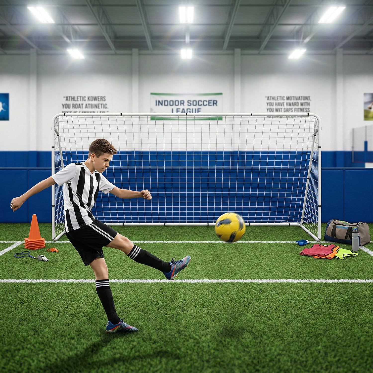 ZENY Portable Soccer Goal, Backyard, Training and Tounament Size | 12x6, 6x4, 24x8 ft Steel Frame Goal, All Weather Net, Indoor Outdoor Backyard Training Soccer Goal for Youth Adults - Image 6