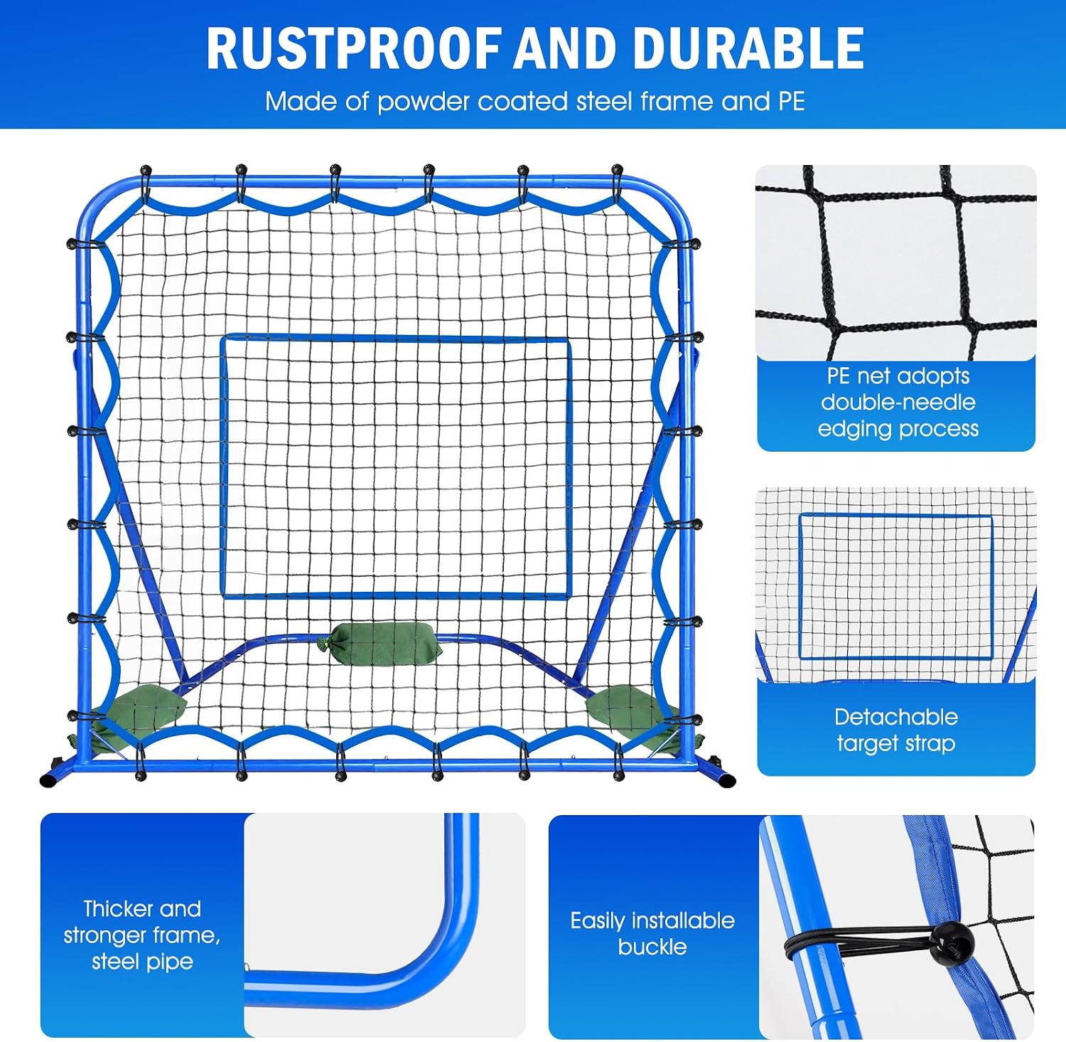 Soccer Baseball Rebounder Soccer Goal Net, Volleyball Rebound Pitchback Net | Quick Switch Angle Soccer Softball Training for Ball Control, Passing, Bounce Back Practice, Easy Setup Lacrosse Soccer Gifts - Image 7
