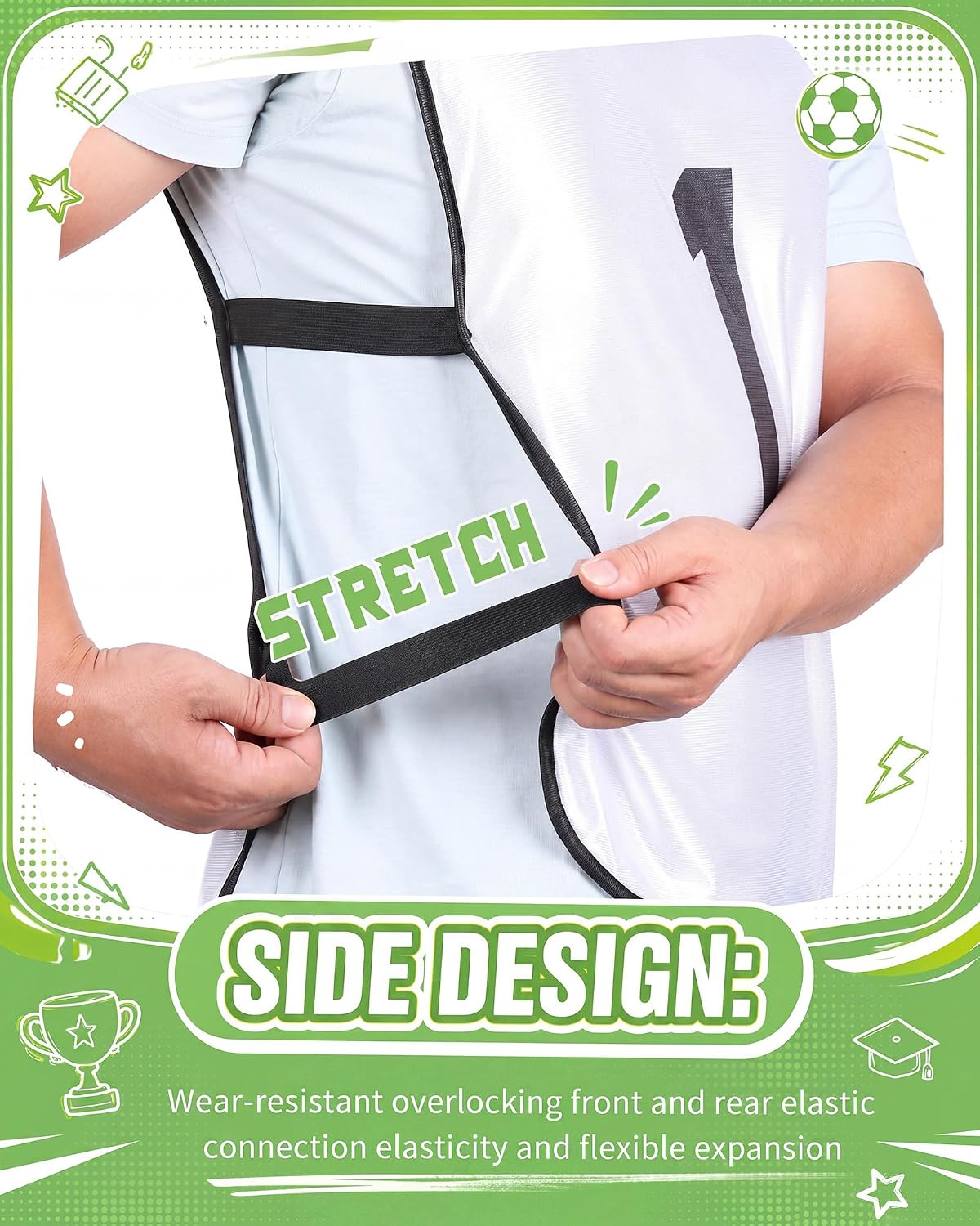 Yahenda 24 Pcs Sports Pinnies Soccer Scrimmage Practice Vests Numbered Soccer Team Pennies with Belt for Adult - Image 5