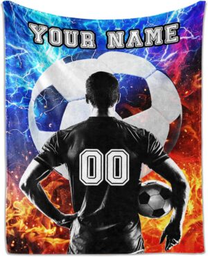 Personalized Soccer Throw Blanket 5...