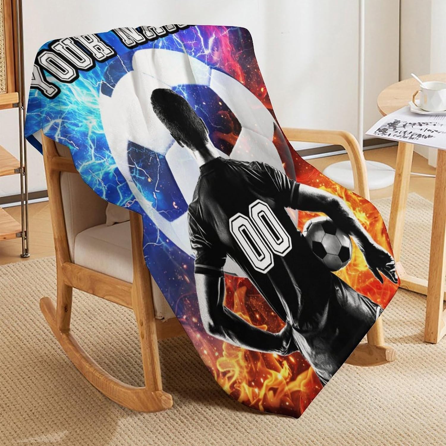 Personalized Soccer Throw Blanket 50"x40" for Kids Girls Boys | Soft, Lightweight, Cozy for All Season Use, Warm Flannel Sports Themed Blankets for Sofa, Lap, Chair - Image 5