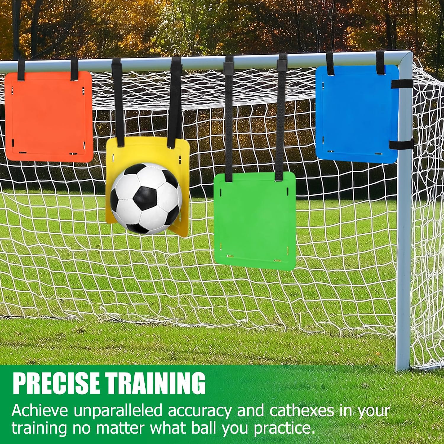 4PCS Soccer Goal Targets, 12" Sides Square with Adjustable Straps | 4 High-Visibility Colors to Improve Shooting Accuracy, Durable & Flexible TPE Material, Also Fits Lacrosse, Hockey & Baseball - Image 6