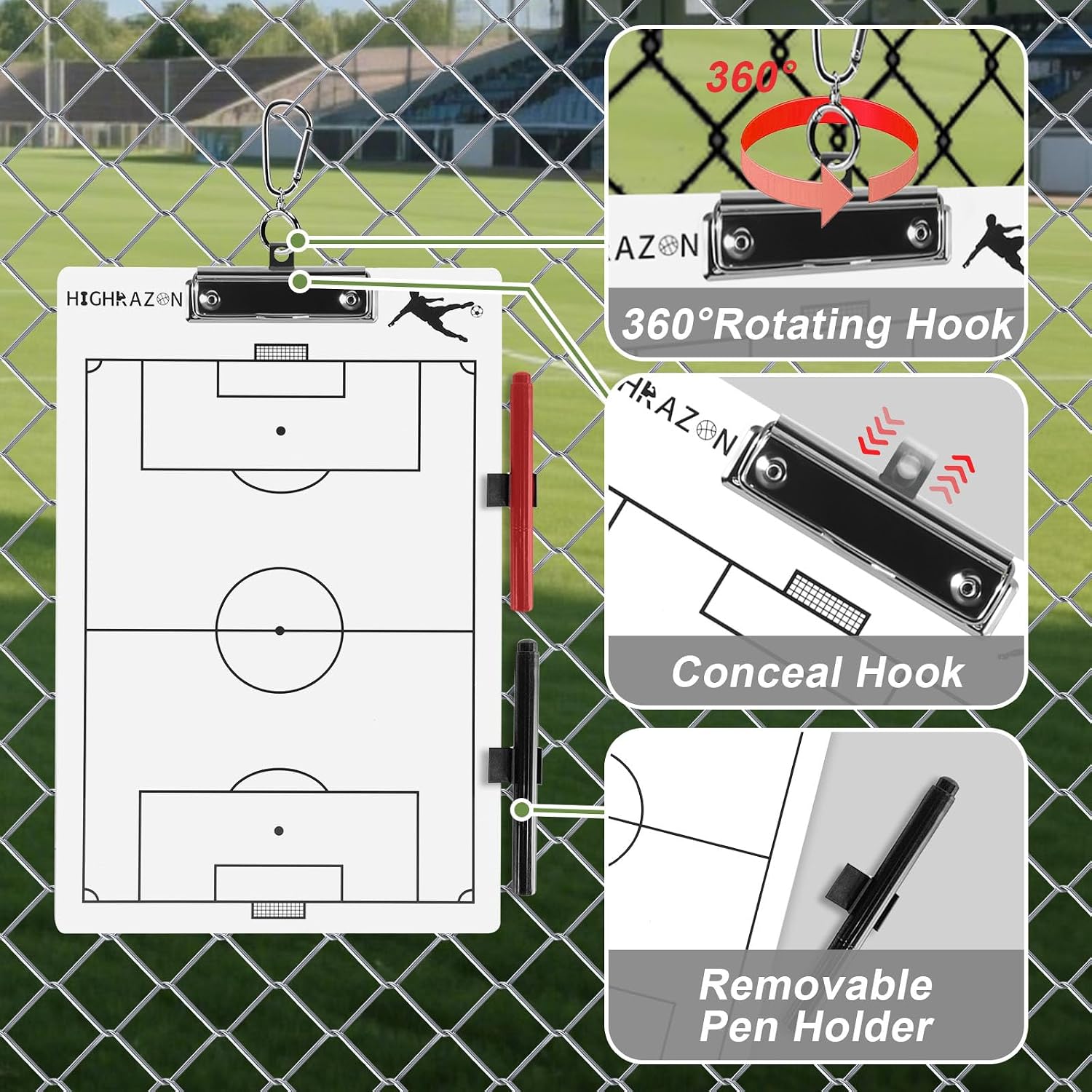 Soccer Coaches Clipboard, White Double-Sided Dry Erase Coach Clipboard, Soccer Whiteboard for Coaches, Lineup White Board with Marker for Coaches Gift - Image 5
