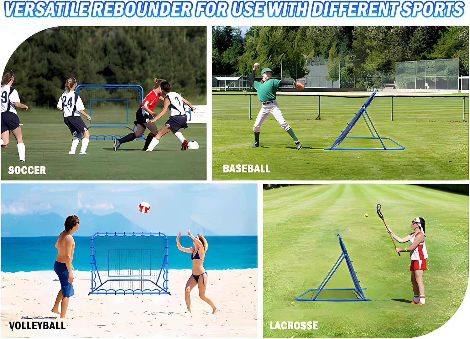 Soccer Baseball Rebounder Soccer Goal Net, Volleyball Rebound Pitchback Net | Quick Switch Angle Soccer Softball Training for Ball Control, Passing, Bounce Back Practice, Easy Setup Lacrosse Soccer Gifts - Image 7