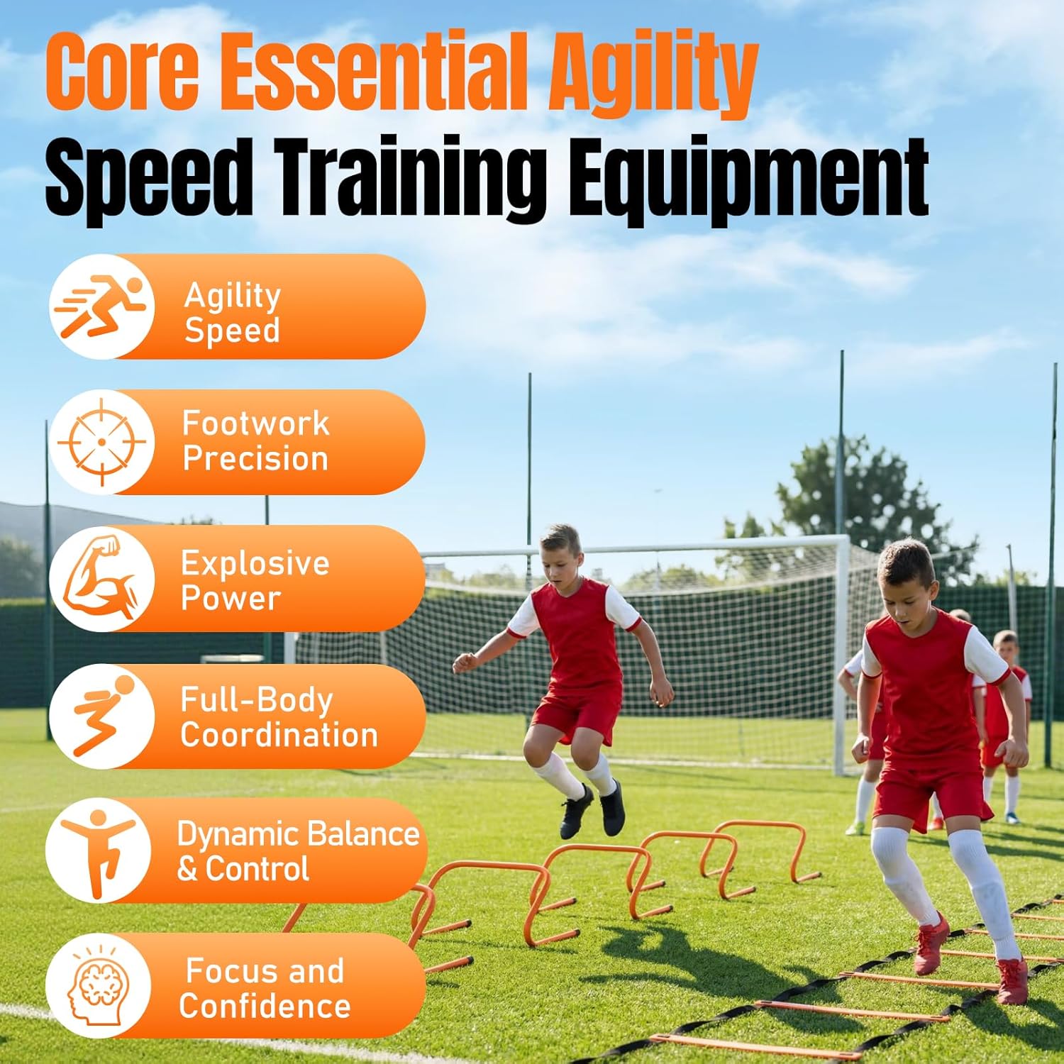 Agility Ladder,Soccer Training Equipment Set,20ft Speed Ladder,4 Agility Hurdles,Football Basketball Training Equipment,Football Accessories for Kids Youth Adults | Footwork, Speed & Agility Training - Image 7
