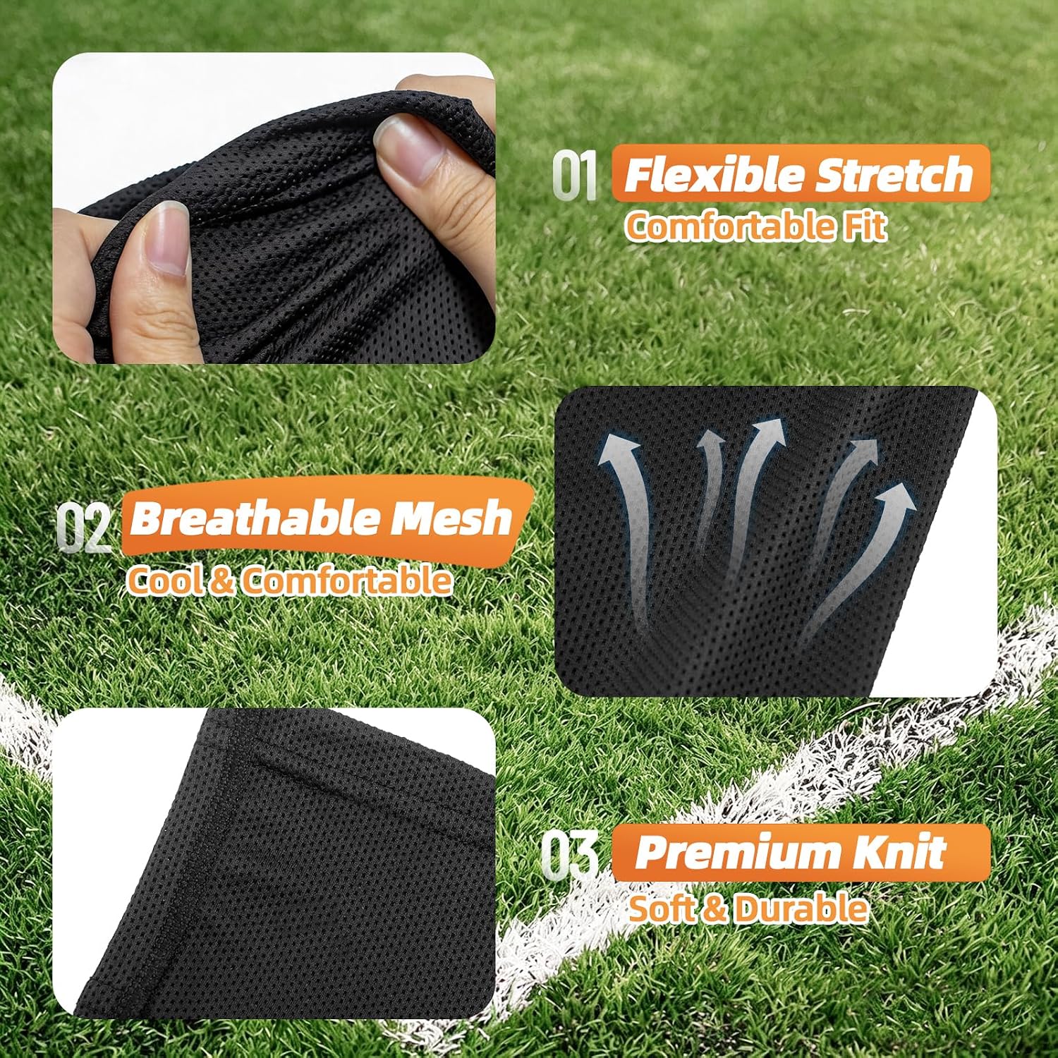 Shin Guard Sleeves 2 Pairs, Soccer Sleeves for Kids & Youth Ages 3-15 - Image 2