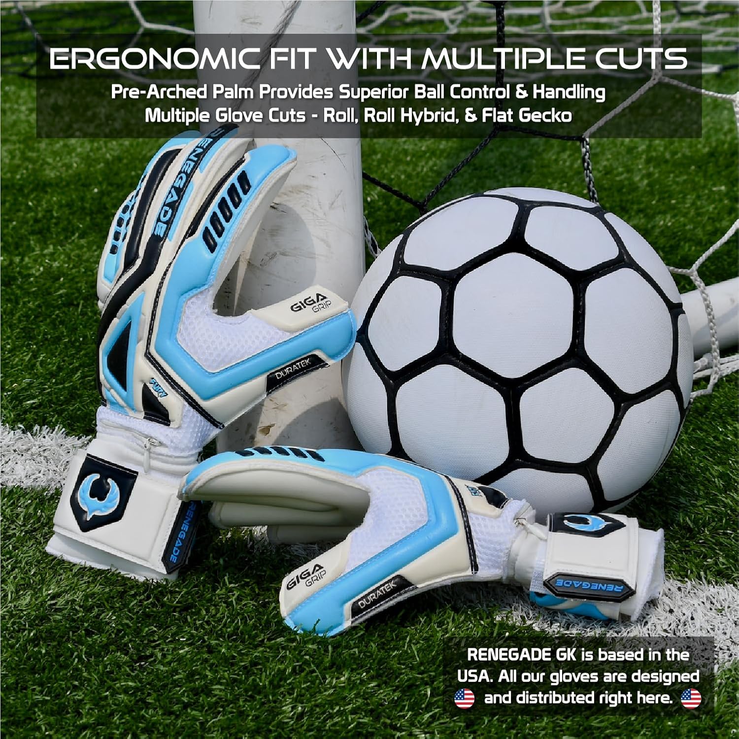 Renegade GK Fury Goalie Gloves with Microbe-Guard - Adult, Youth, Kids (Sizes 6-11) Pro-Tek Fingersaves & 4+3MM Giga Grip | High Performance Pro-Level Goalkeeper Glove | Based in USA - Image 5