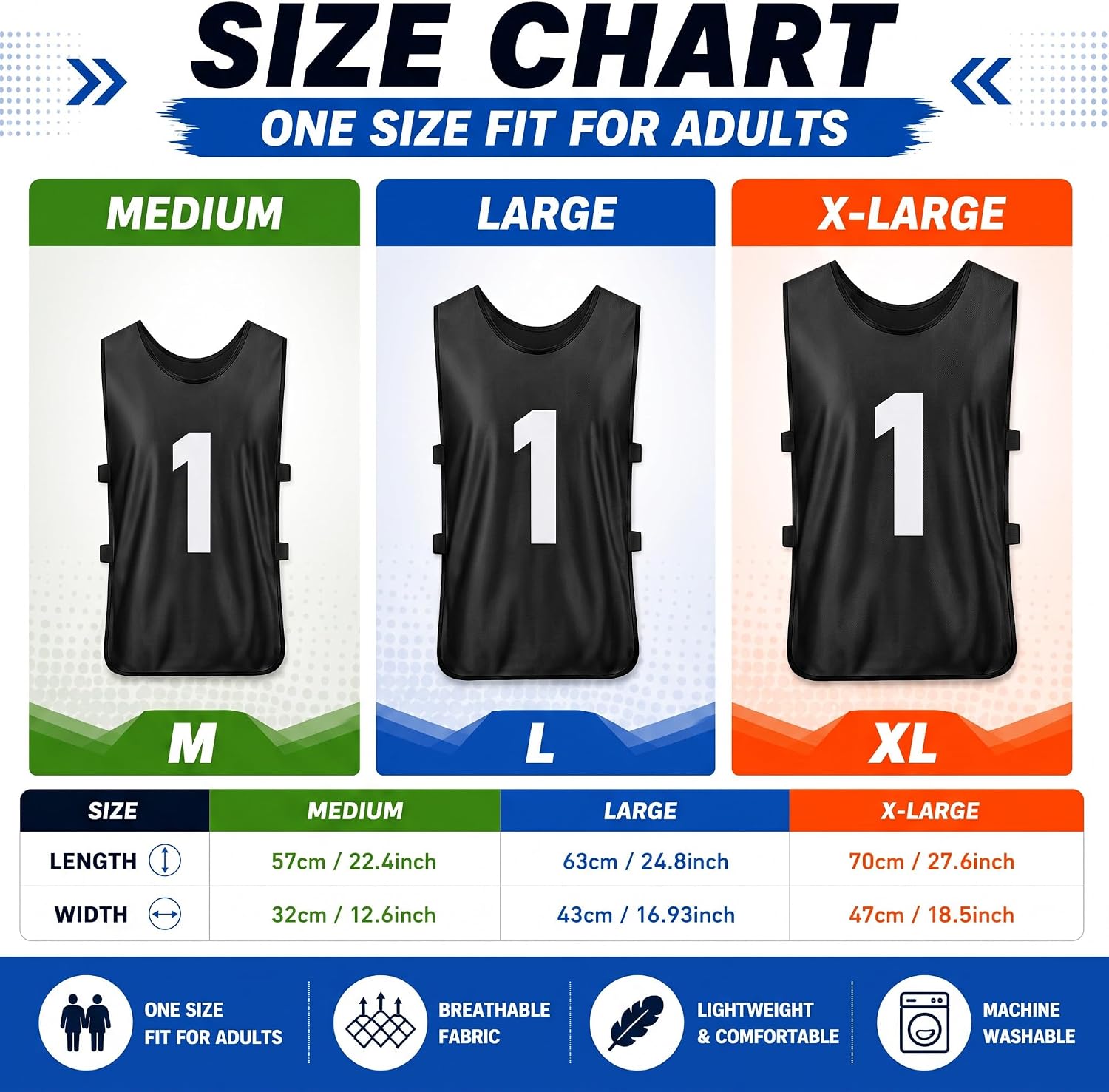 Yahenda 24 Pcs Sports Pinnies Soccer Scrimmage Practice Vests Numbered Soccer Team Pennies with Belt for Adult - Image 3
