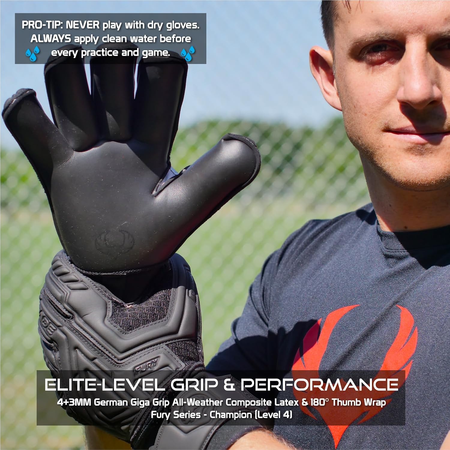 Renegade GK Fury Goalie Gloves with Microbe-Guard - Adult, Youth, Kids (Sizes 6-11) Pro-Tek Fingersaves & 4+3MM Giga Grip | High Performance Pro-Level Goalkeeper Glove | Based in USA - Image 4