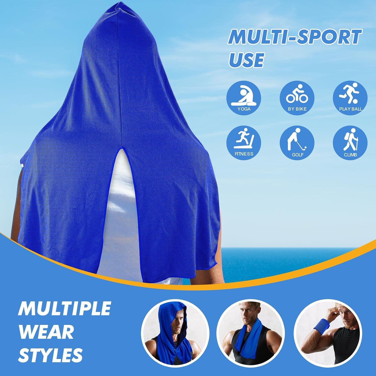 CSITE Cooling Hoodie Towels, Instant Cooling Towels for Neck and Face, UPF 50 Sun Protection, Ice Towel for Hot Weather, Head Towel for Sports, Camping, Cycling & More Activities - Image 5