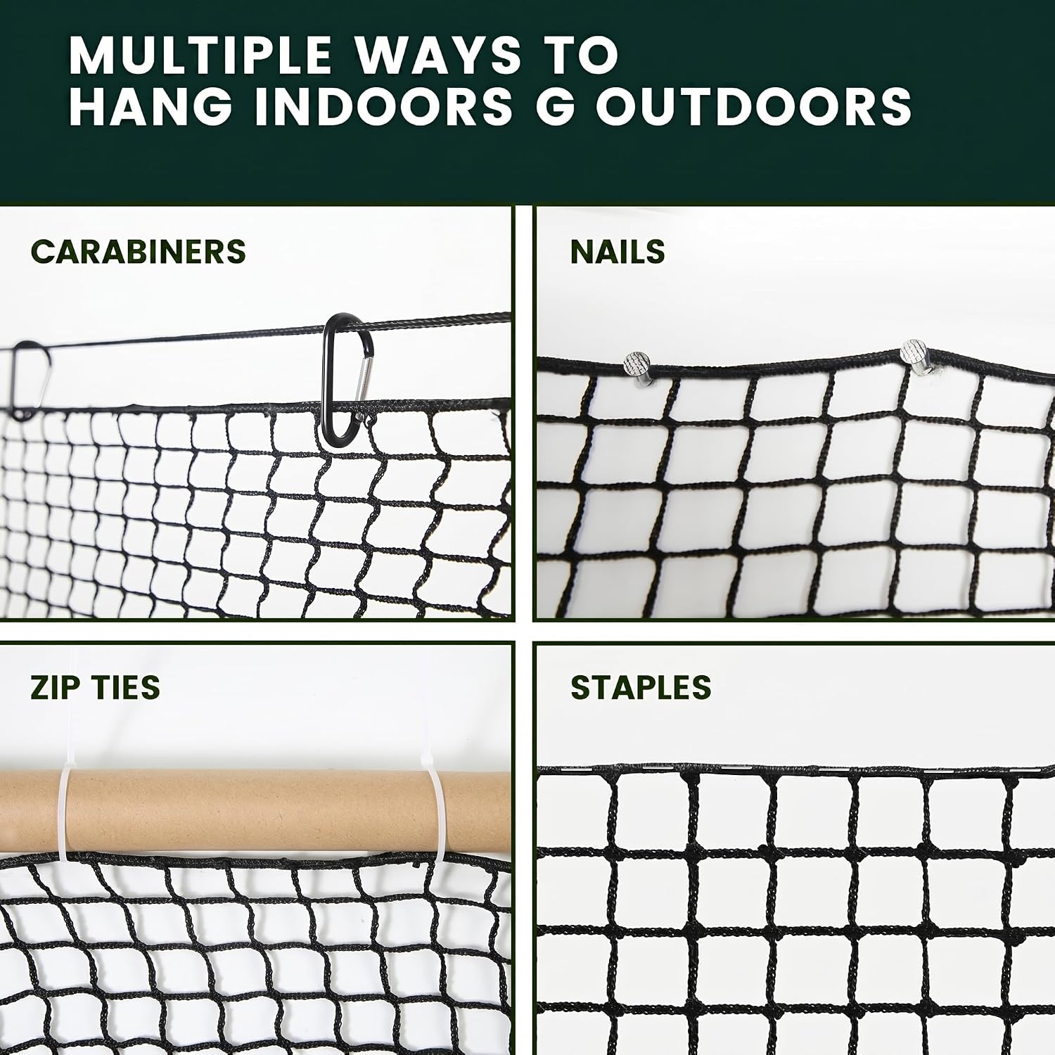 Sports Netting,Golf Practice Net Hitting Net Large | with 33ft Rope/4 hooks/12 elastic ropes, also for Hockey, Soccer, LAX, Baseball, Indoor and Outdoor - Image 7