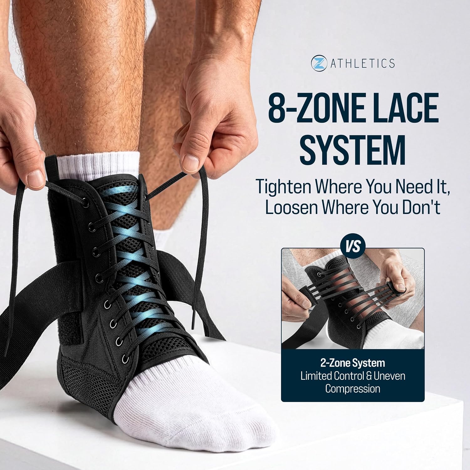 Reinforced Lace Up Ankle Brace for Men & Women, Sprained Ankle Support | Basketball, volleyball, and running, Fits inside shoes, Achilles tendonitis support, Either foot, Hand washable - Image 7