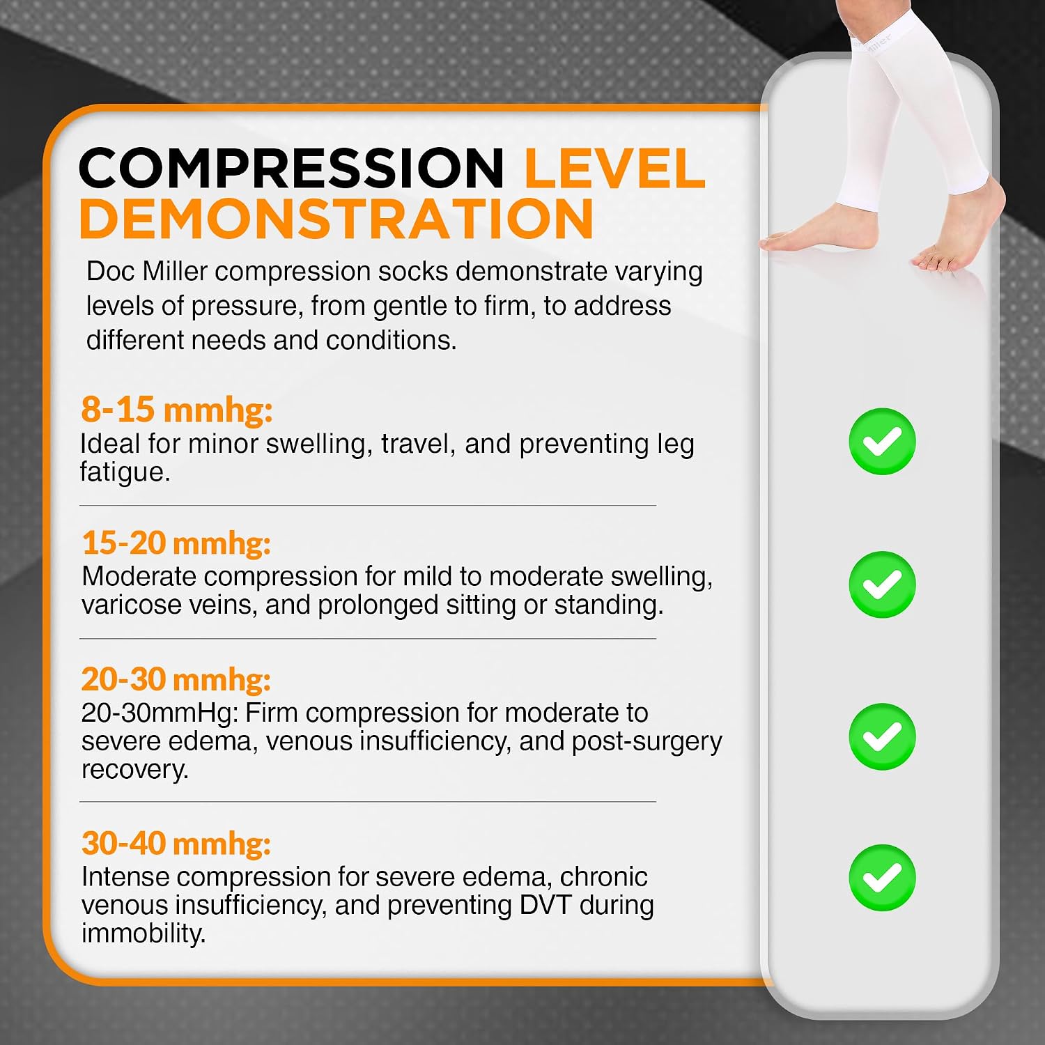 Doc Miller Compression Calf Sleeve for Men & Women, 20-30mmHg | Graduated Support for Running, Shin Splints, Calf Strain, Knee High, Small to 6XL Plus Size - Image 5
