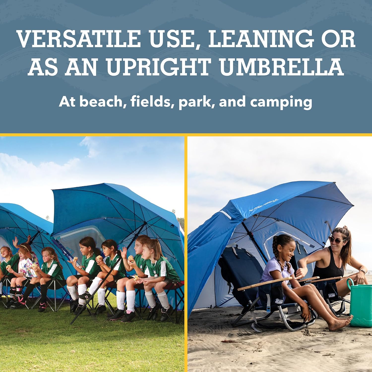 Sport-Brella Super-Brella UPF 50+ Sun and Rain Canopy Umbrella, 8 Foot Portable Beach Shelter with Side Panels, Wind Flaps, and Carry Bag, Blue - Image 6