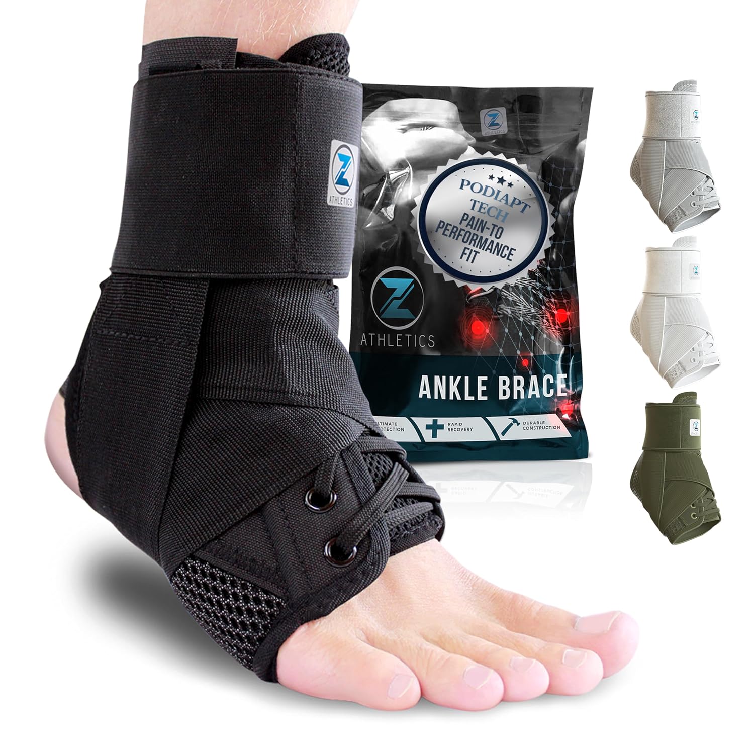 Ankle Brace for Women & Men - Lace Up Adjustable Support with Side Stabilizers for Sprained Ankle, Achilles Tendonitis Relief | Basketball, Volleyball, Running & Sports Recovery