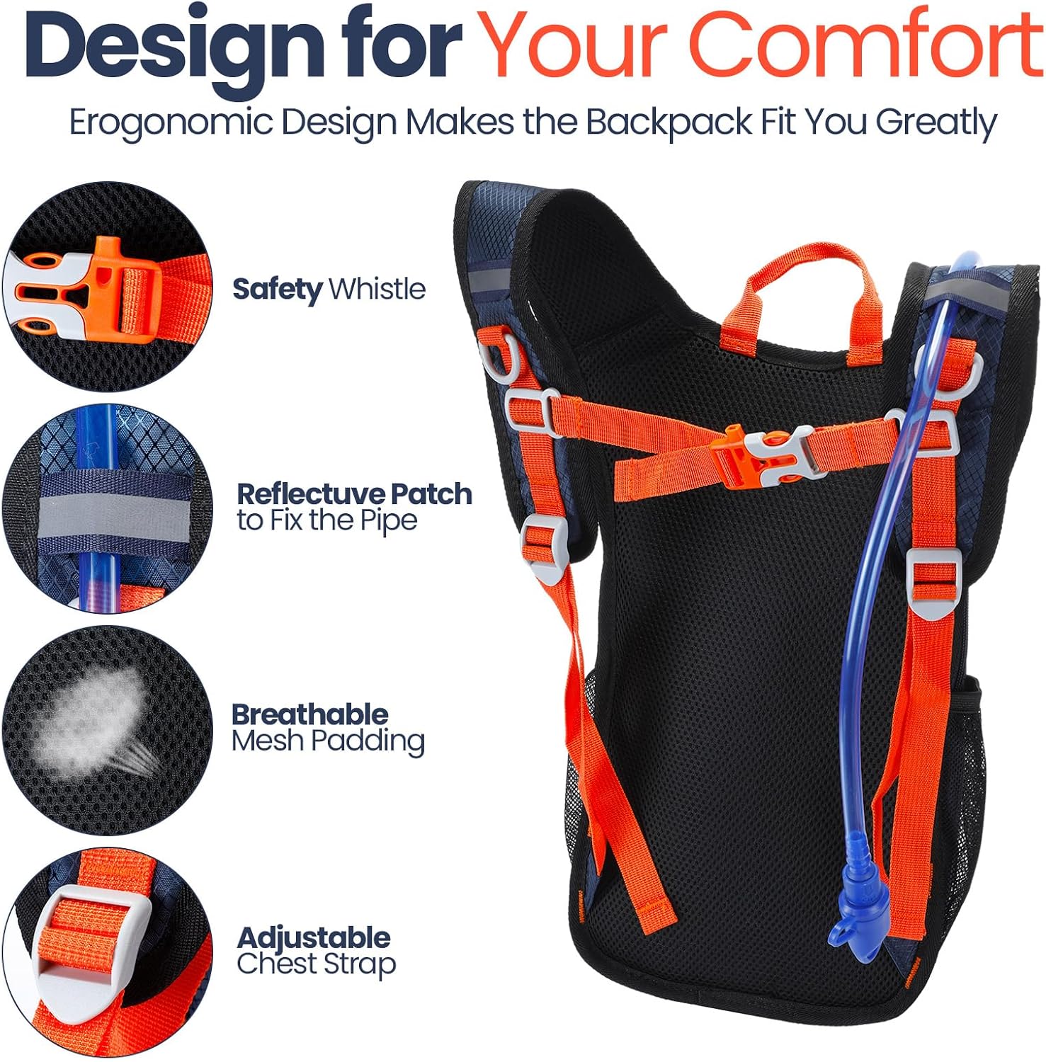 Shinylin Kids Hydration Backpack with 1.5L Water Bladder Hiking Backpack Lightweight for Boys or Girls Children Biking Climbing Running Cycling - Image 3