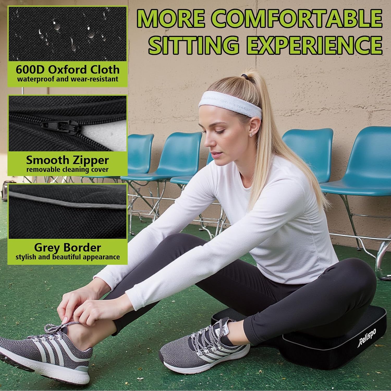 Stadium Seat Cushion for Bleachers, 2-in-1 Reversible Soft & Firm | Bleacher Cushion with Memory & High-Density Foam, Ergonomic Non-Slip Design, Portable for Indoor & Outdoor Sports, Events - Image 4