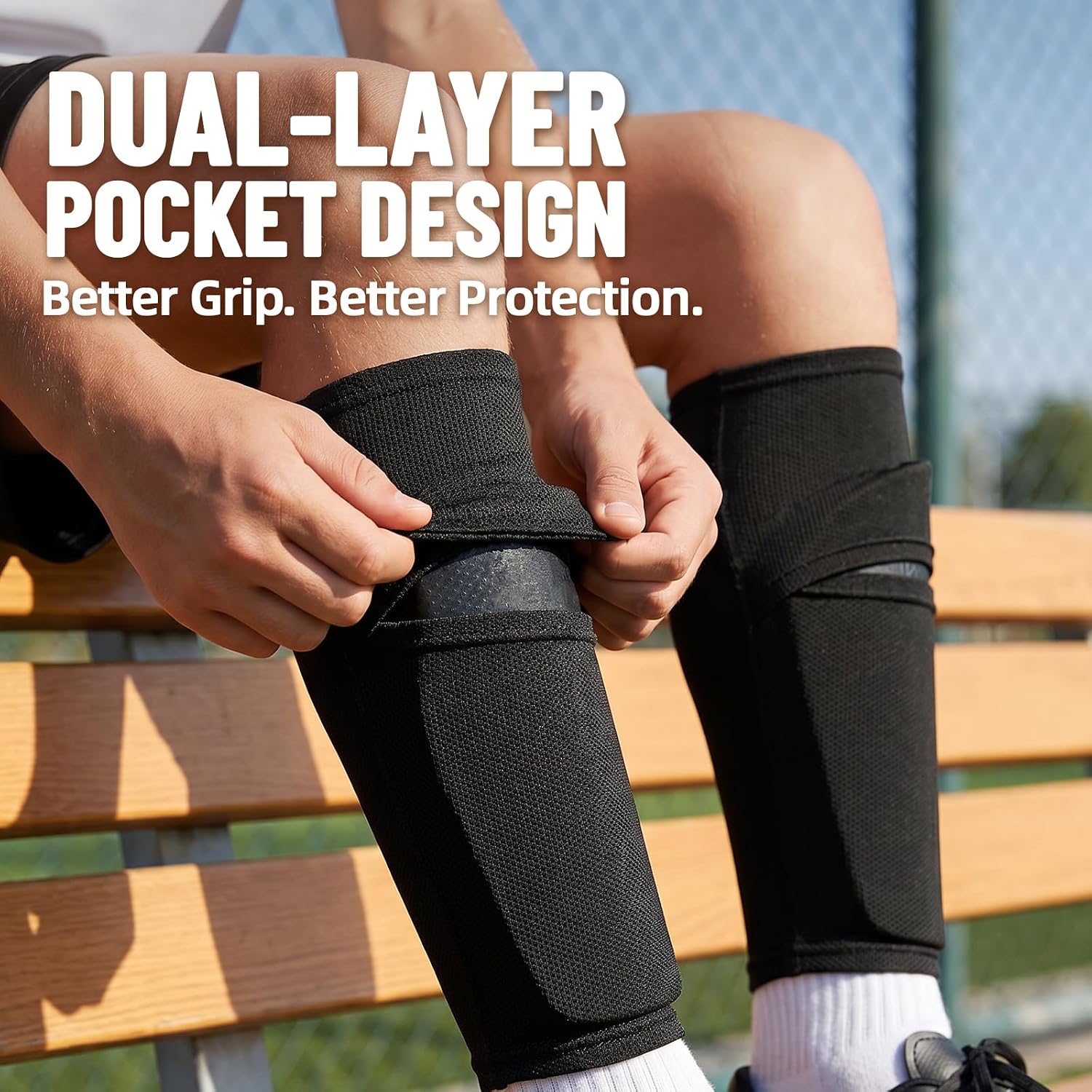 Shin Guard Sleeves 2 Pairs, Soccer Sleeves for Kids & Youth Ages 3-15 - Image 3