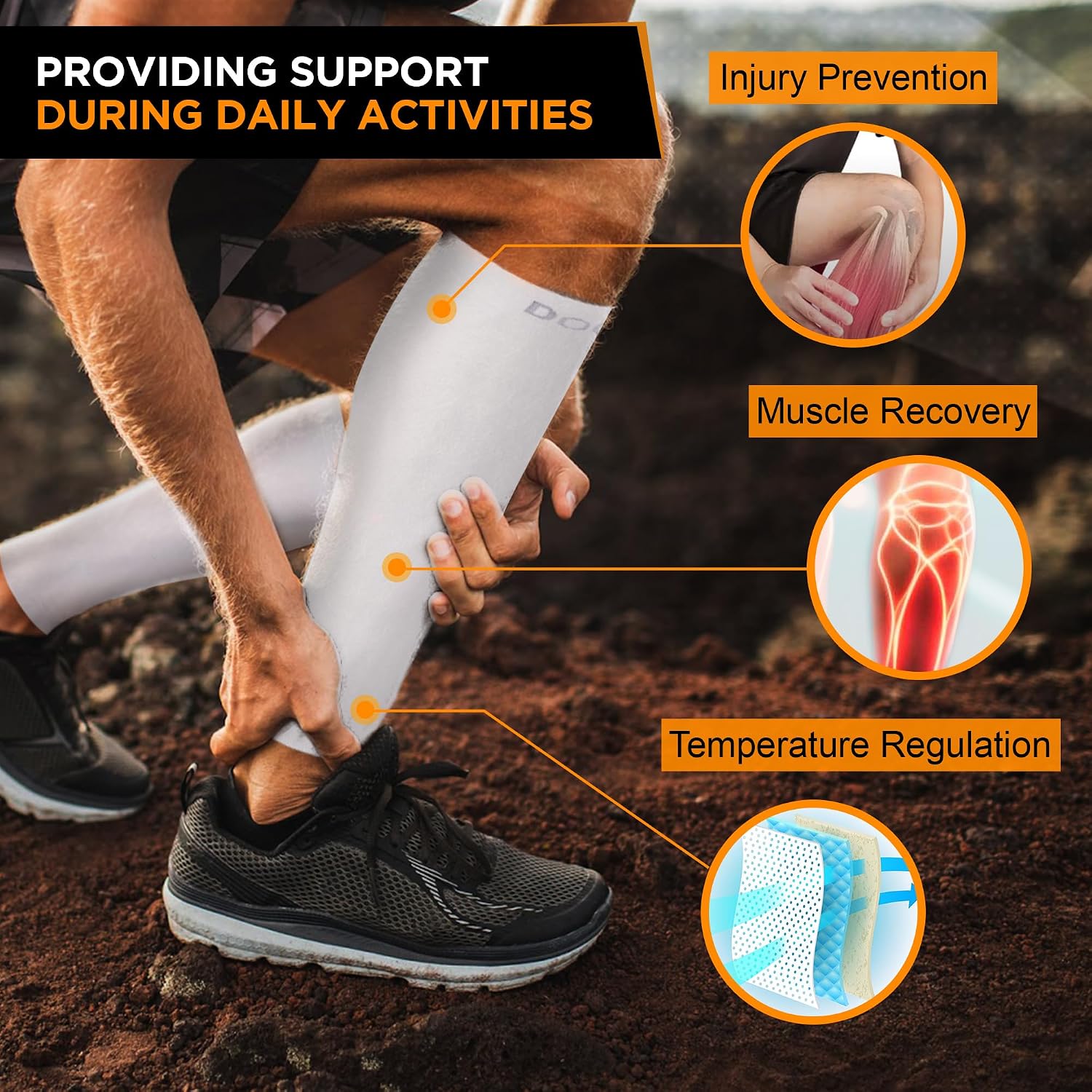 Doc Miller Compression Calf Sleeve for Men & Women, 20-30mmHg | Graduated Support for Running, Shin Splints, Calf Strain, Knee High, Small to 6XL Plus Size - Image 4