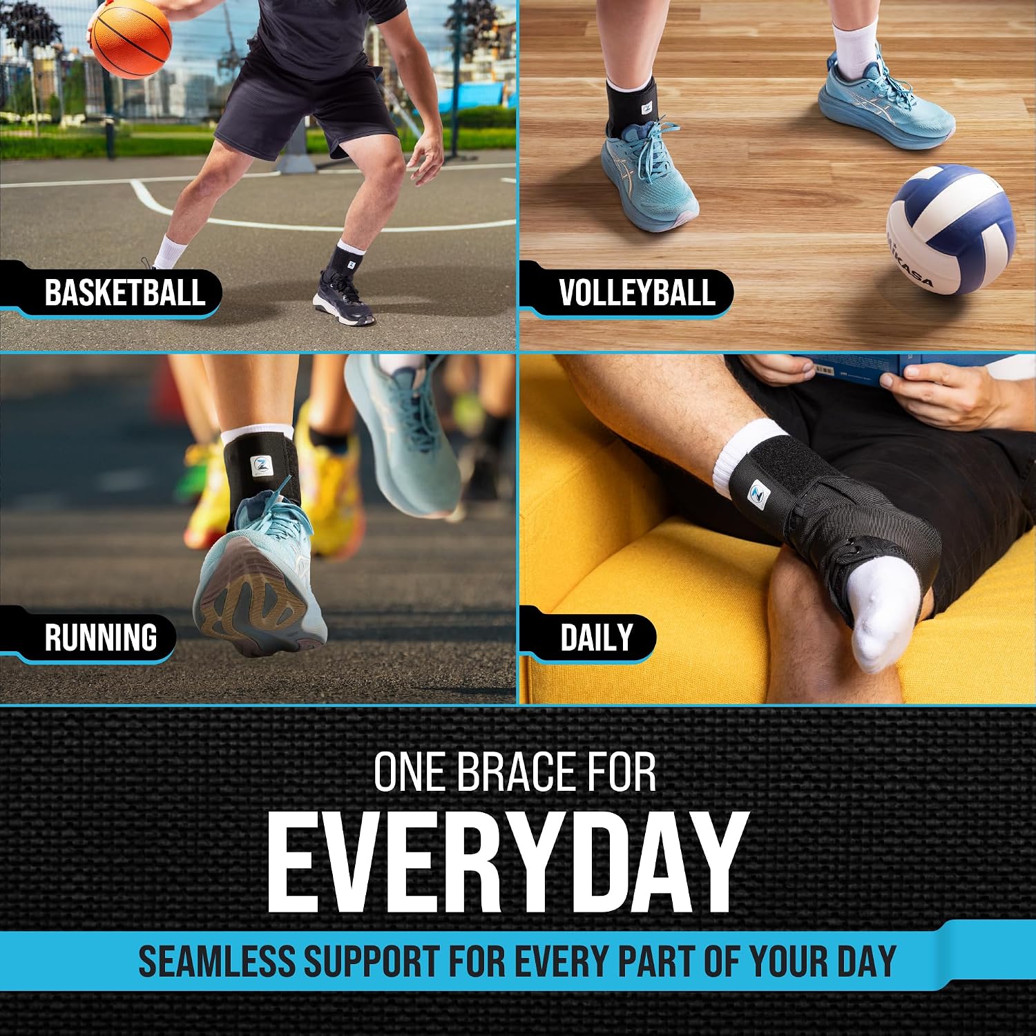 Reinforced Lace Up Ankle Brace for Men & Women, Sprained Ankle Support | Basketball, volleyball, and running, Fits inside shoes, Achilles tendonitis support, Either foot, Hand washable - Image 8