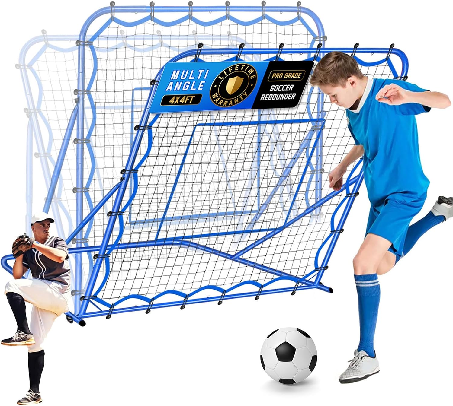 Soccer Baseball Rebounder Soccer Goal Net, Volleyball Rebound Pitchback Net | Quick Switch Angle Soccer Softball Training for Ball Control, Passing, Bounce Back Practice, Easy Setup Lacrosse Soccer Gifts